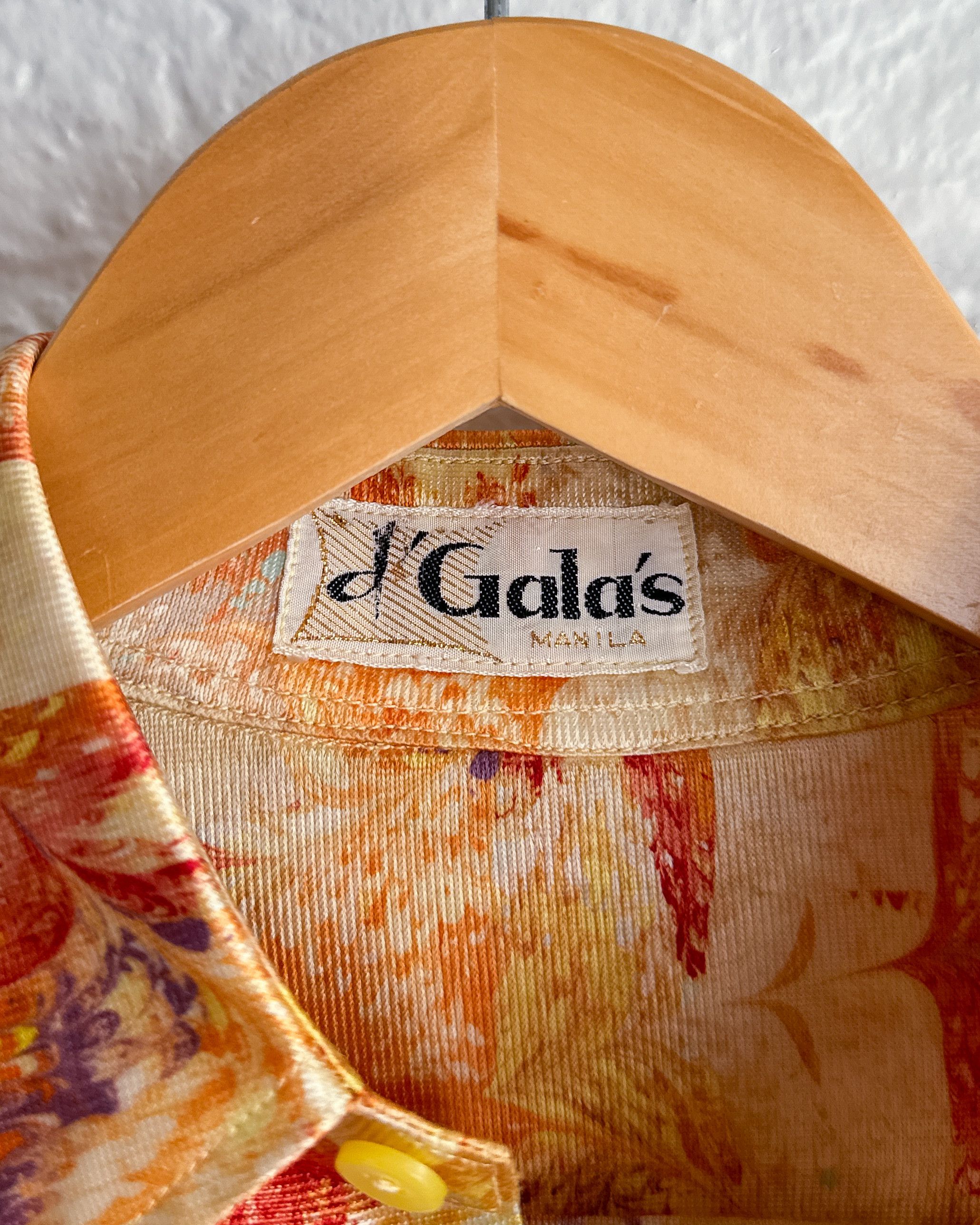 Vintage Vintage 1970s D' Gala's Button Up Shirt Orange Autumn Leaves Size US S / EU 44-46 / 1 - 3 Thumbnail
