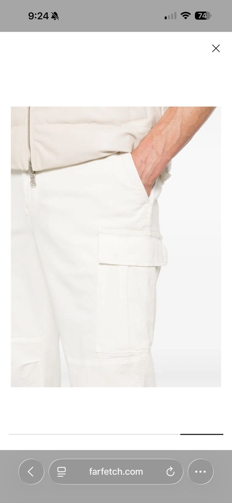 Eleventy Eleventy Cream Tapered Cargo Pants Size US 33 - 3 Thumbnail