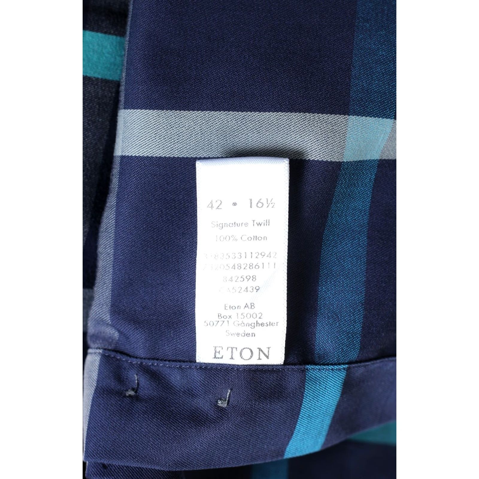 Eton ETON Shirt Men L Blue Check Long Sleeve Signature Twill Casual Formal Button-Up Regular Fit Size US L / EU 52-54 / 3 - 5 Thumbnail