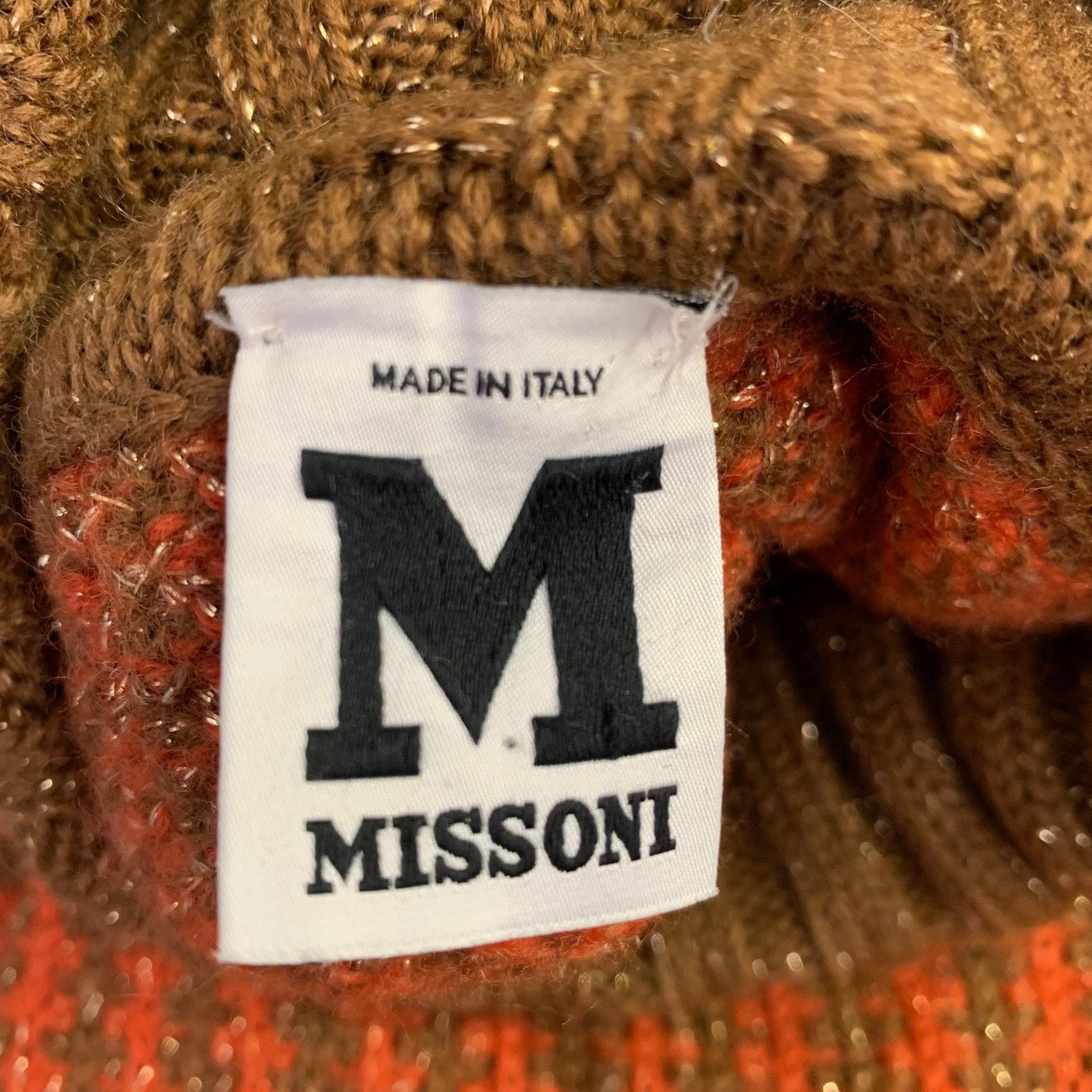 Other M MISSONI Size S Orange Brown Stripe Turtleneck Cape Size S / US 4 / IT 40 - 4 Thumbnail