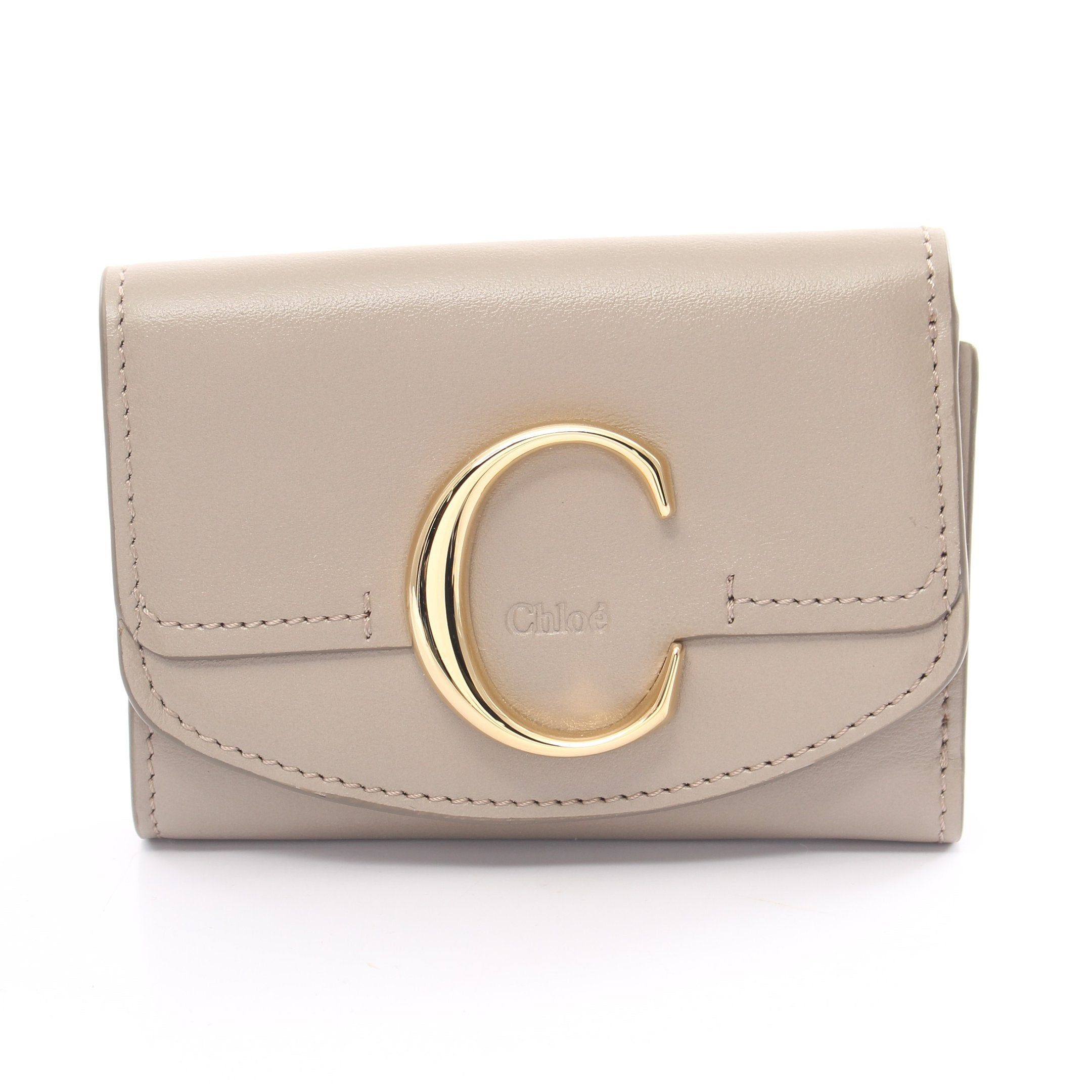 Chloe Chloe Chloe C Croesie Trifold Wallet Compact Leather Gray Beige Grailed