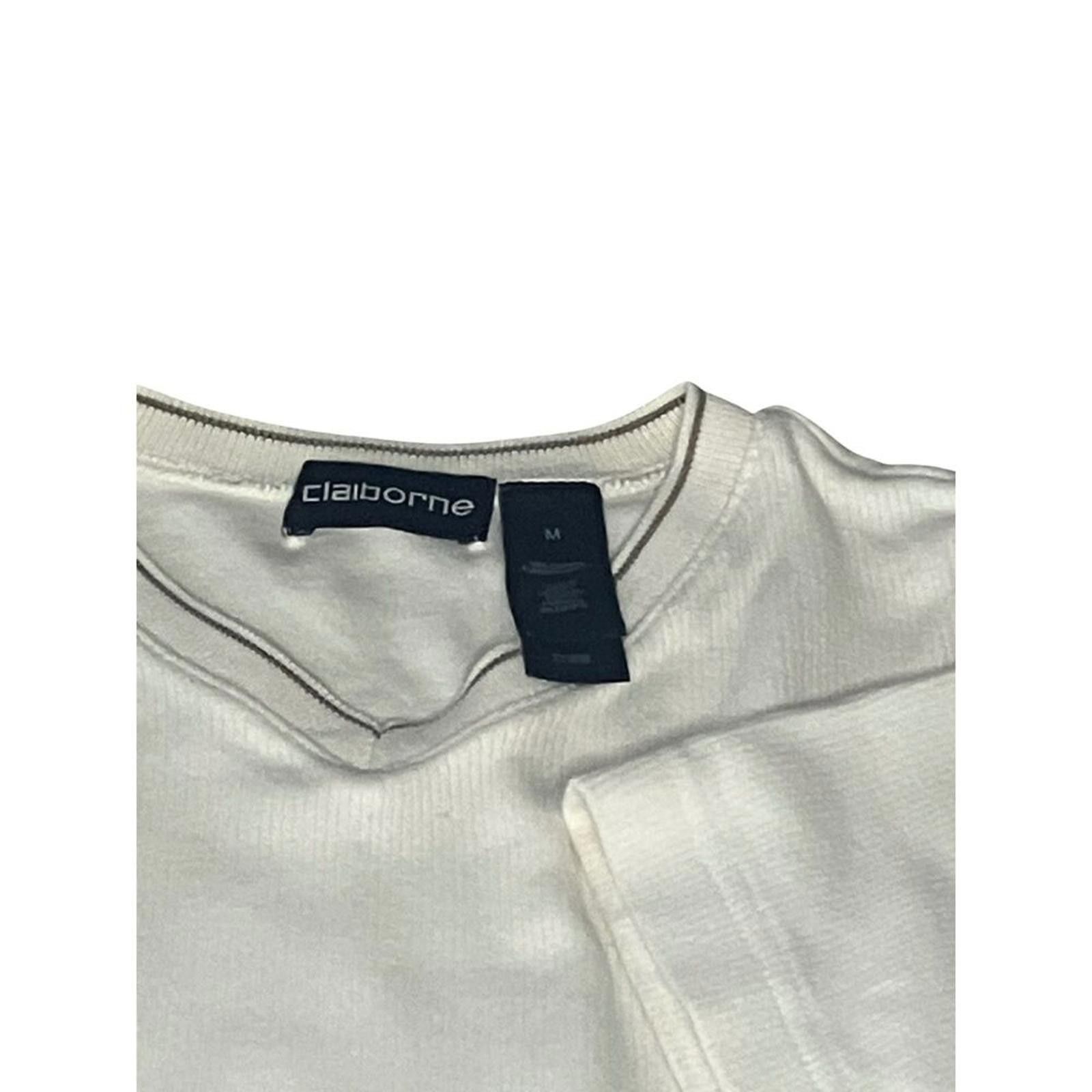 Liz Claiborne Claiborne Men's V-Neck T-Shirt Size M Cream White Size US M / EU 48-50 / 2 - 6 Thumbnail