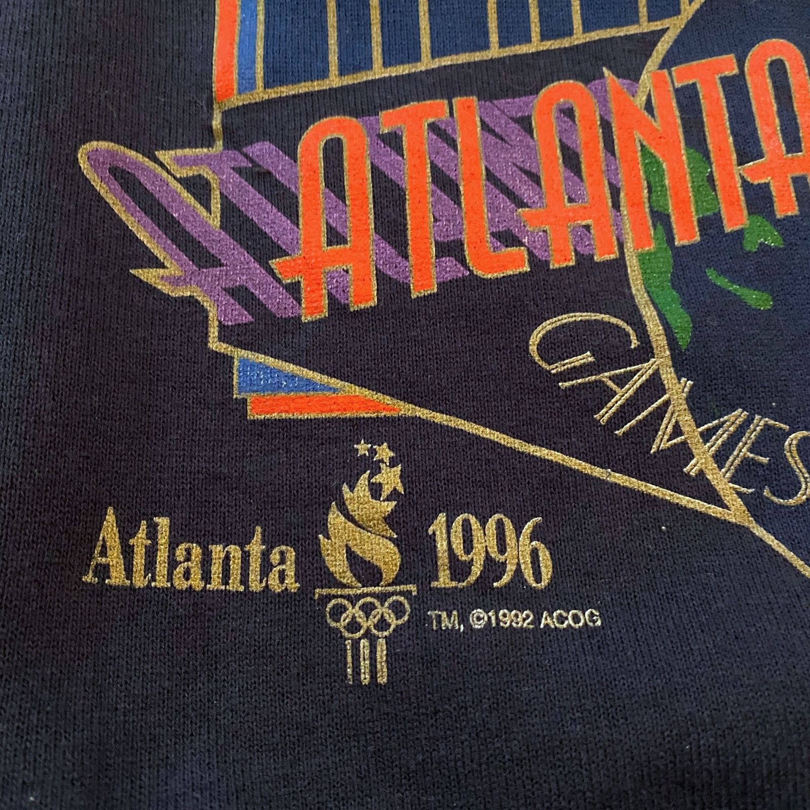 Hanes × USA Olympics × Vintage Vintage Atlanta 1996 Olympics Flag Torch Globe Sweatshirt Size US XL / EU 56 / 4 - 5 Thumbnail