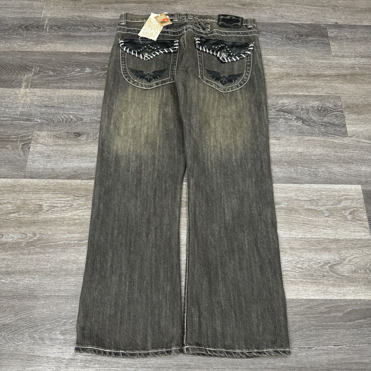 JNCO × Japanese Brand × Vintage Crazy Vintage y2k smoke rise embroidered baggy gothic jeans Size US 36 / EU 52 - 1 Thumbnail