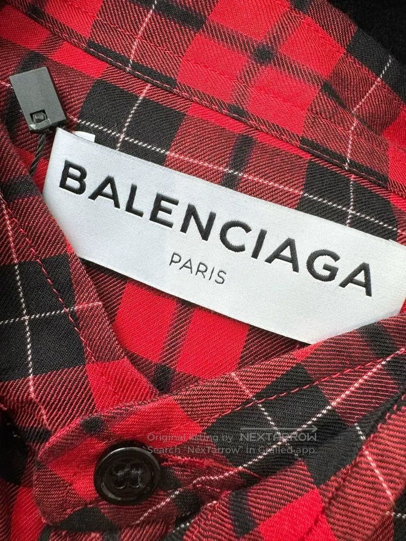 Balenciaga Balenciaga Red and Black Plaid Long Sleeve Shirt Size XS / US 0-2 / IT 36-38 - 4 Thumbnail