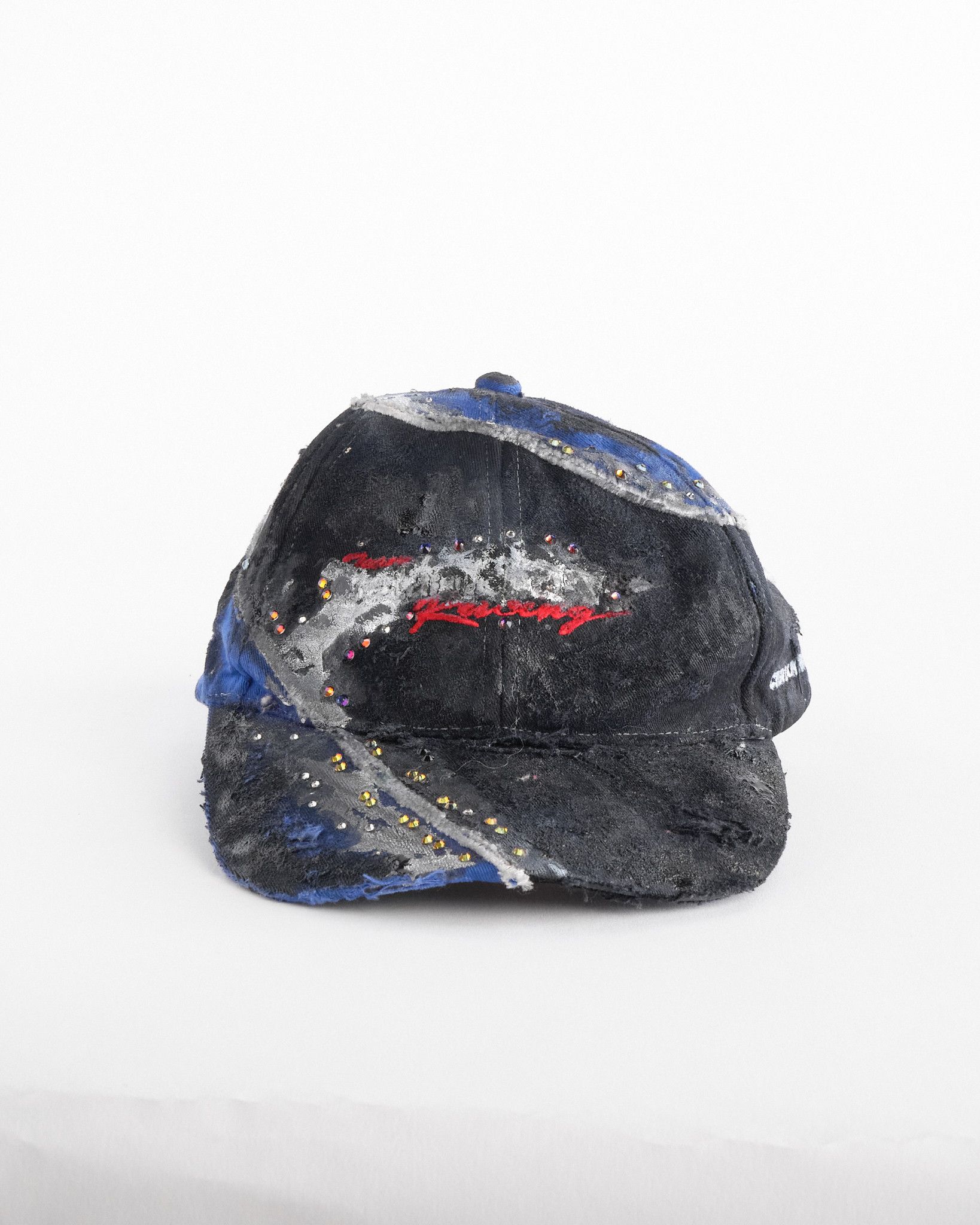 Other ASTROBOI* 'Racing' black and blue distressed rhinestone hat Size ONE SIZE - 2 Thumbnail
