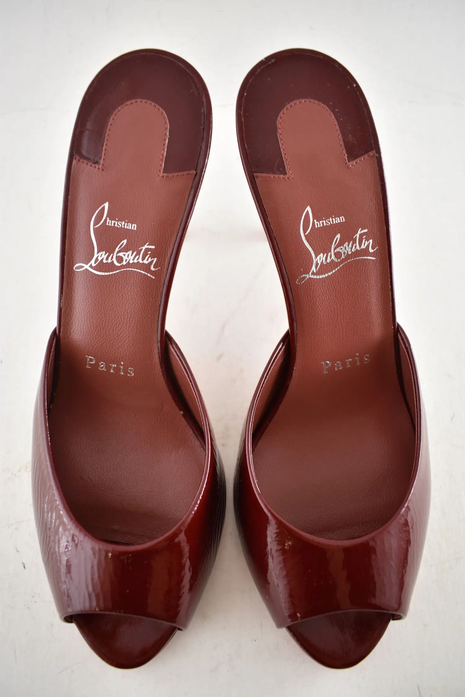 Christian Louboutin Me Dolly 85 Brownie Red Backless Sandal Mule Heel Pump 37.5 Size US 7.5 / IT 37.5 - 4 Thumbnail