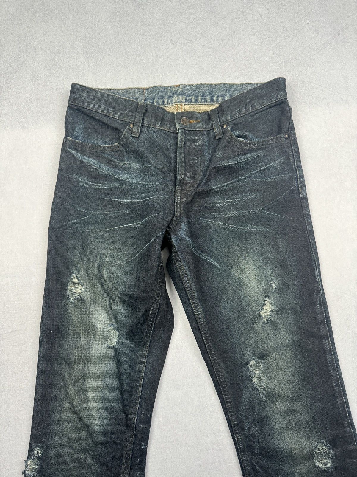 Shellac Rare Painted Waxed Distressed Boot-Cut Jeans Size US 30 / EU 46 - 6 Thumbnail