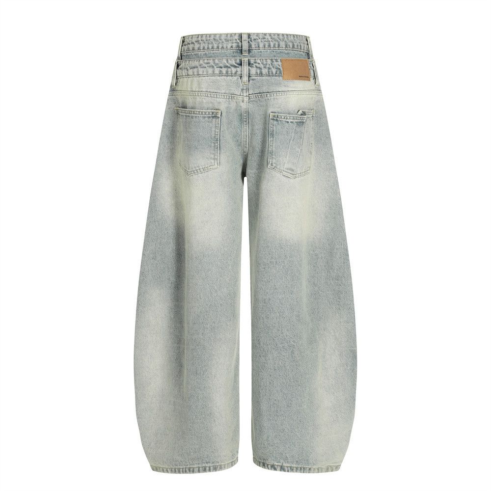 Vintage Male punk washed distressed faux two-piece patchwork jeans Size US 32 / EU 48 - 2 Thumbnail