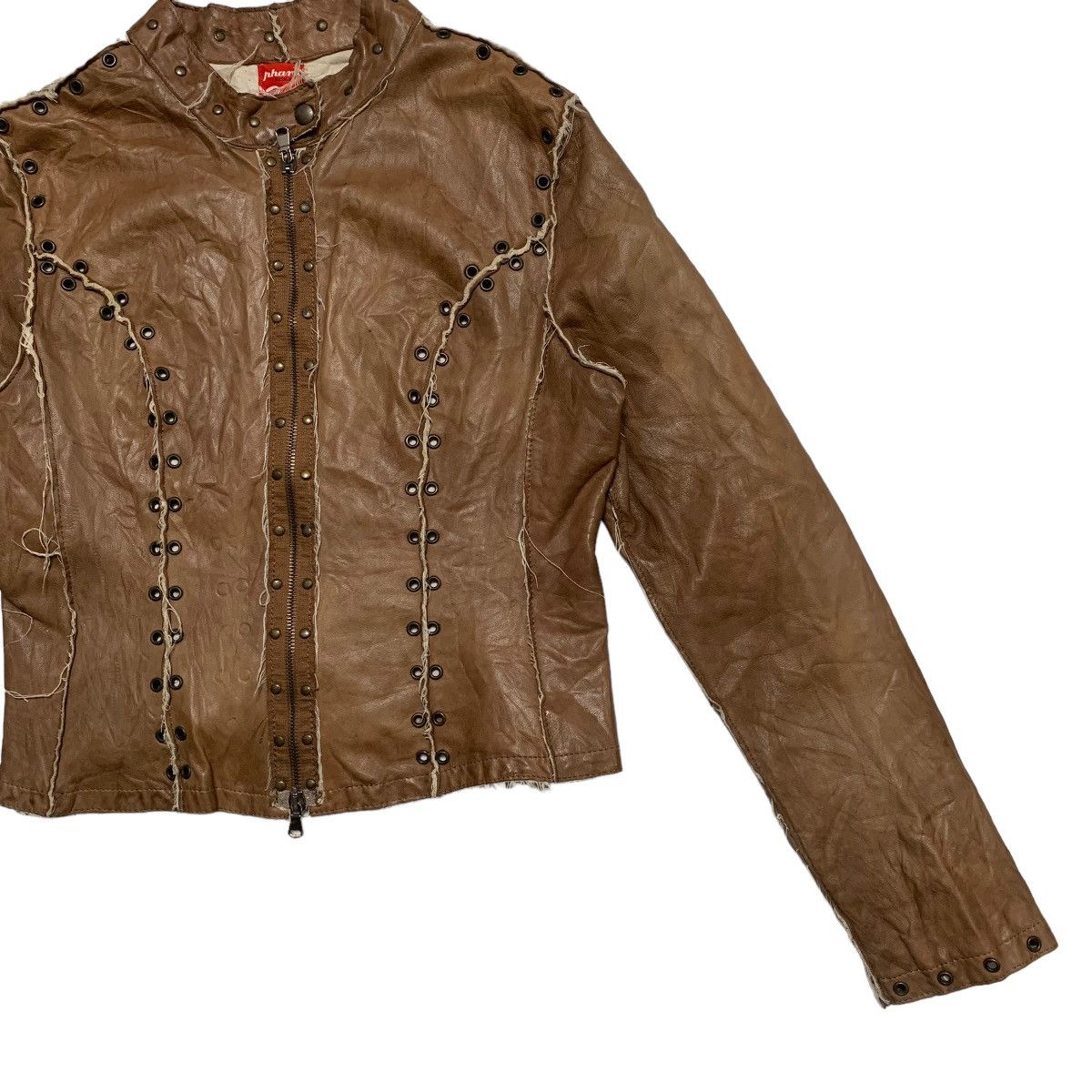 Other Nhard Frayed Leather Jacket Size L / US 10 / IT 46 - 3 Thumbnail