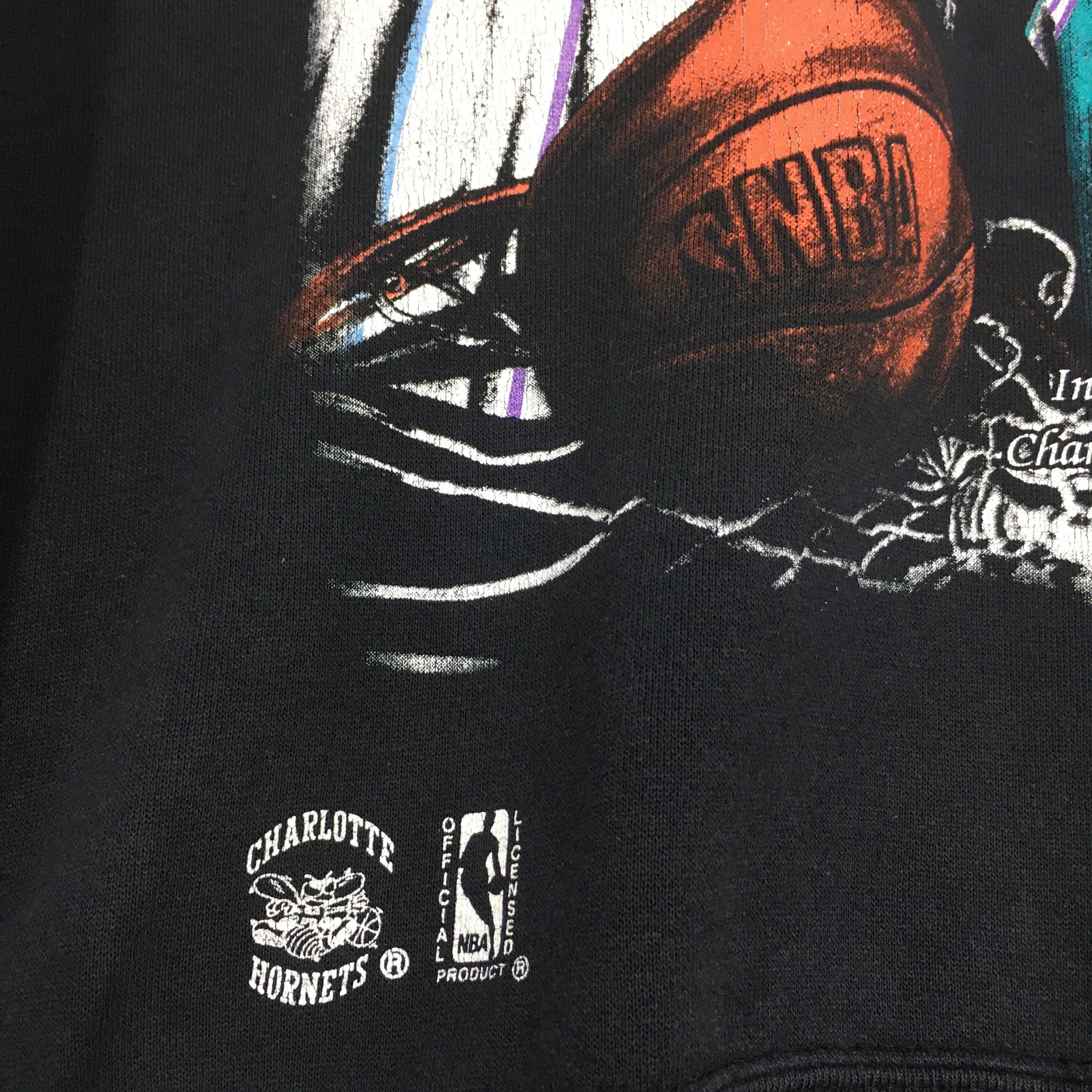 NBA × Vintage Vintage 90s Charlotte Hornets NBA Sweatshirt Medium Size US M / EU 48-50 / 2 - 5 Thumbnail
