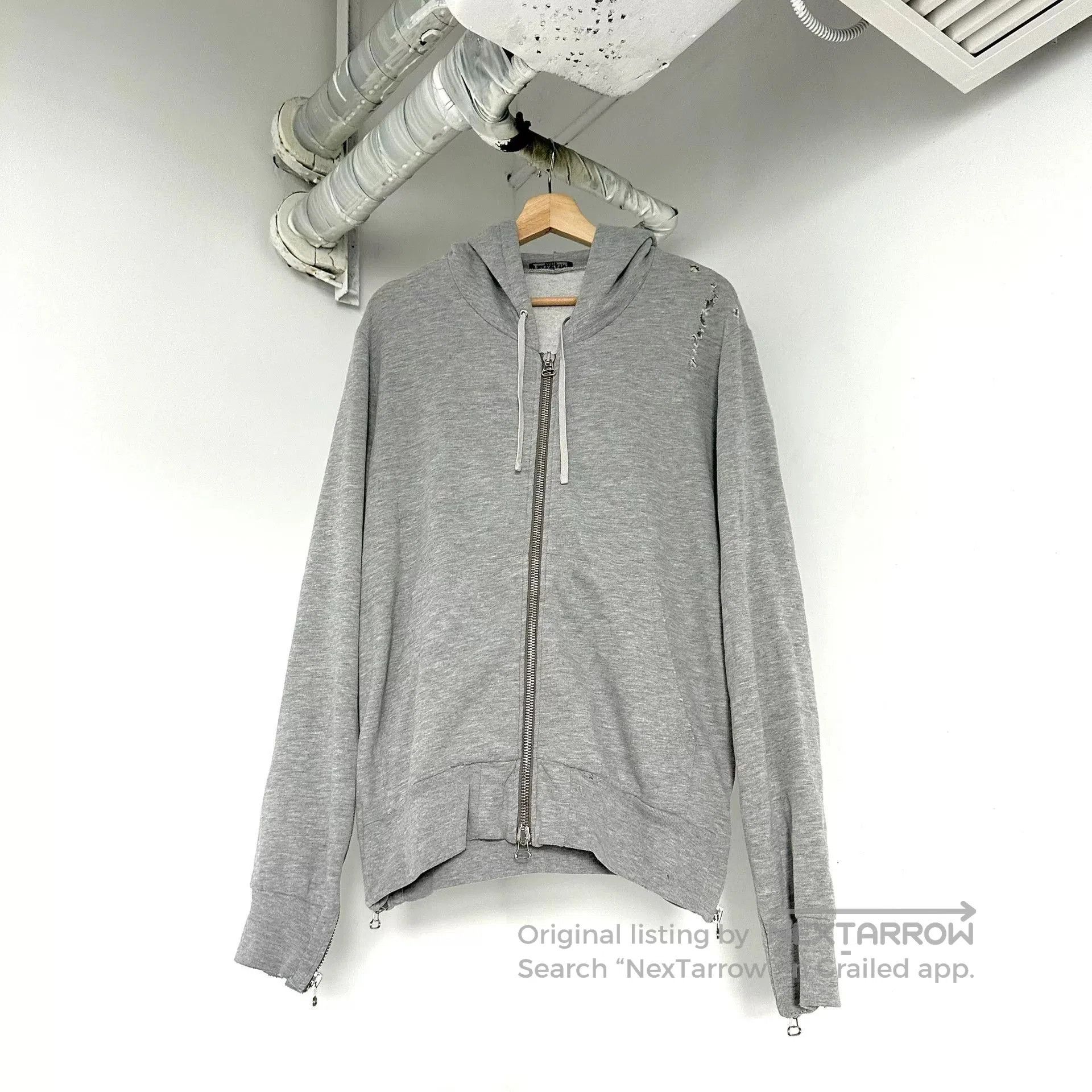Balmain Balmain Distressed Zip Hooded Jacket. Size US XXS / EU 40 - 1 Thumbnail
