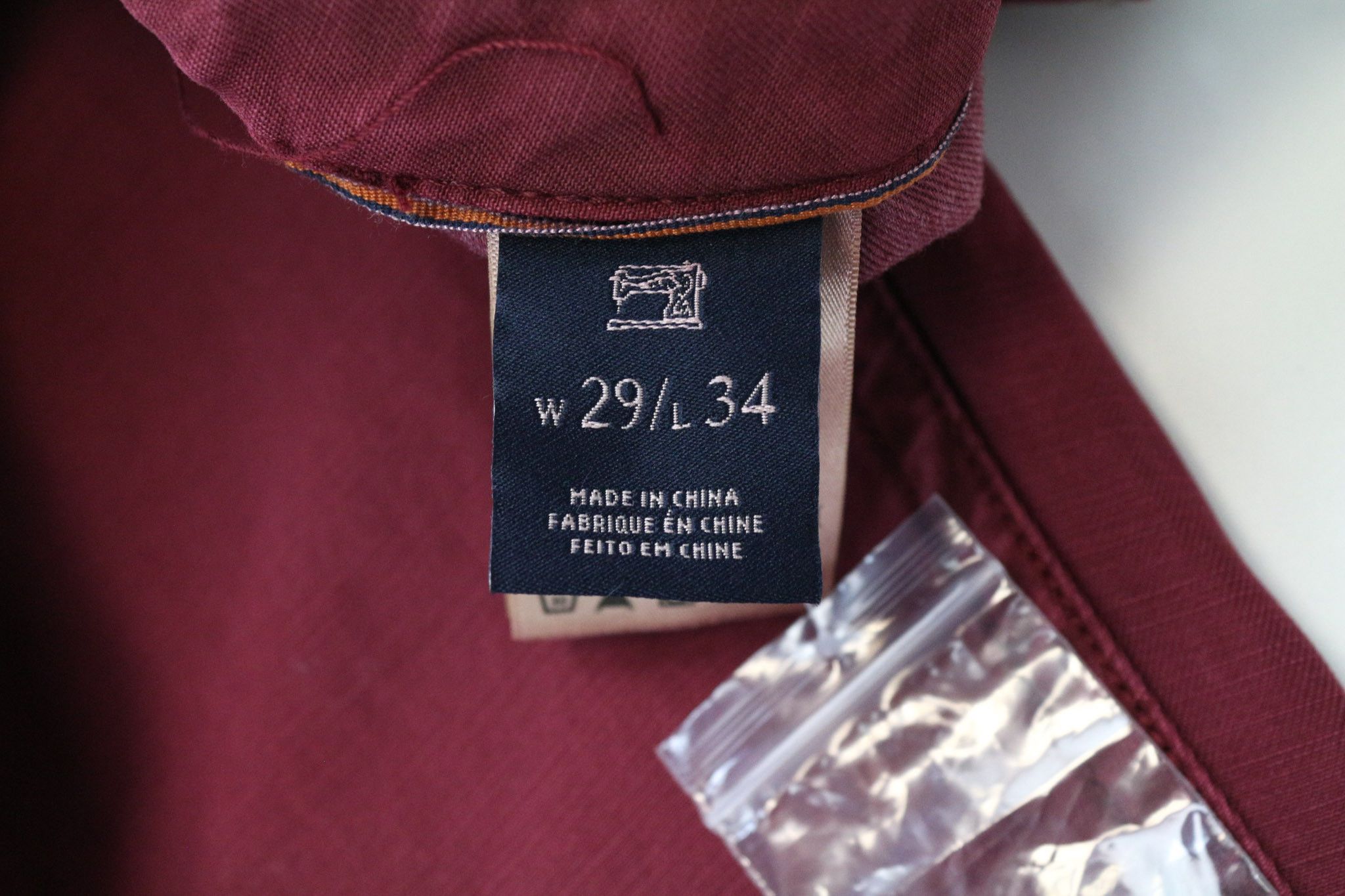 Scotch & Soda THEON W29/L34 Slim Taper Cotton Burgundy Trousers 75374 Size US 29 - 6 Thumbnail