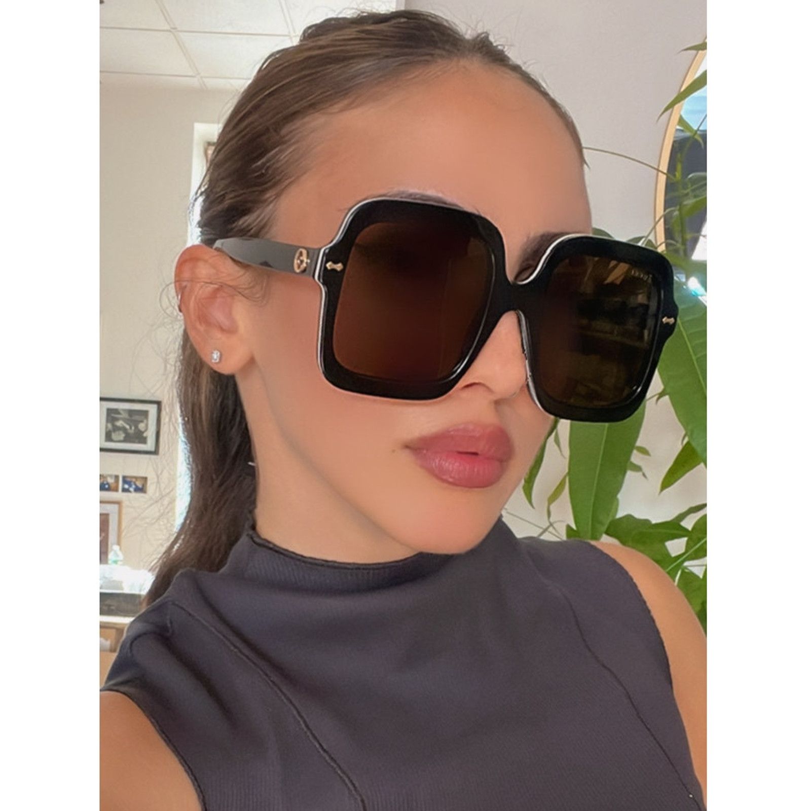 NEW Gucci GG1240S Black Oversized Rounded Sunglasses Gucci Sunglasses GG1240S-001- 57 main image 3