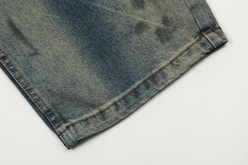 Vintage American retro inkjet washed distressed jeans for men Size US 32 / EU 48 - 6 Thumbnail