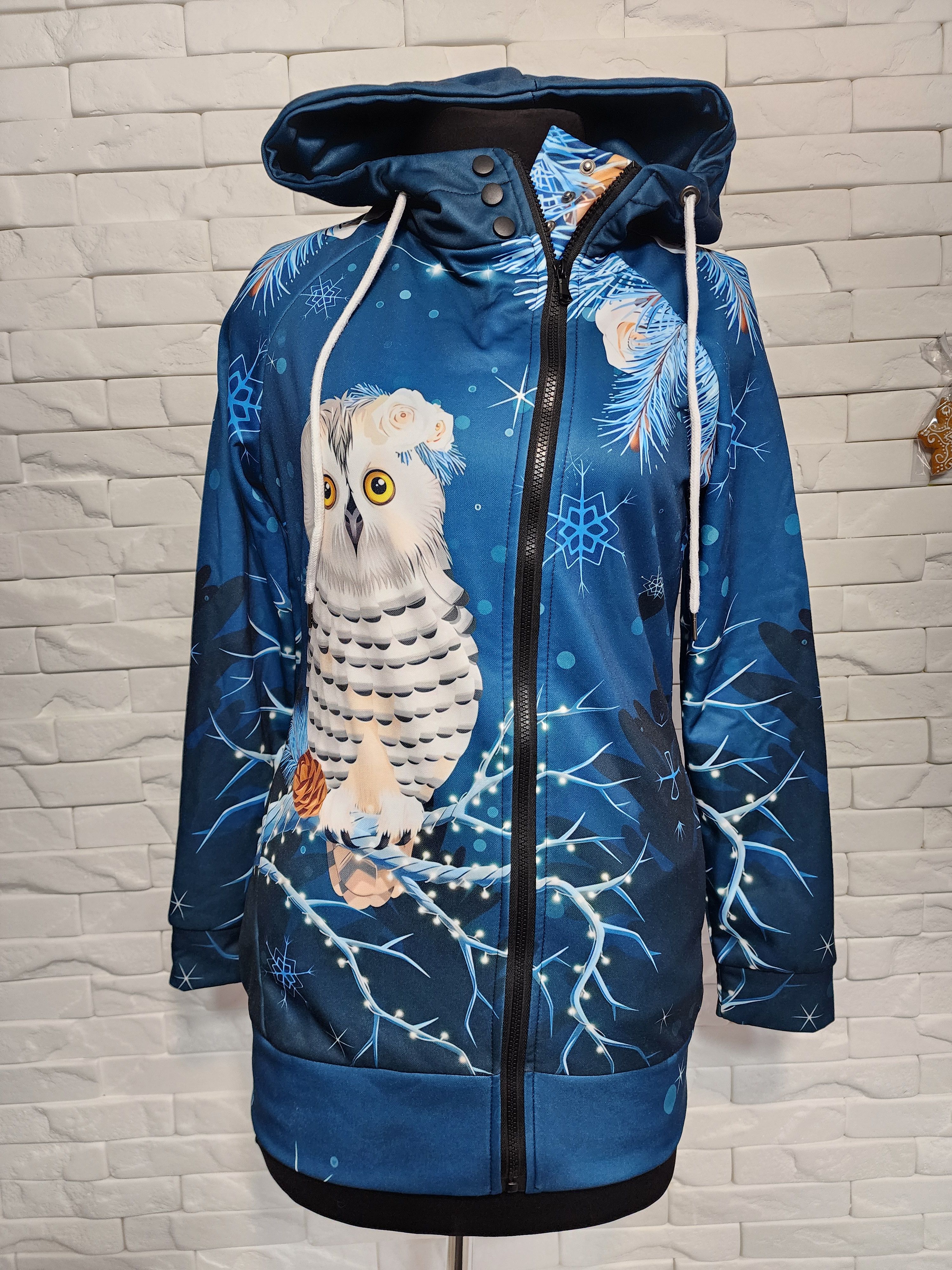 Other Sports Jacket: Women's Blue Blazer With Print. Size M / US 6-8 / IT 42-44 - 1 Thumbnail