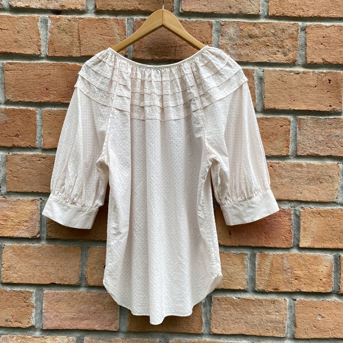 Loewe Loewe Light Pink Ruffle Front Blouse with 3/4 Sleeves Size XS / US 0-2 / IT 36-38 - 2 Thumbnail