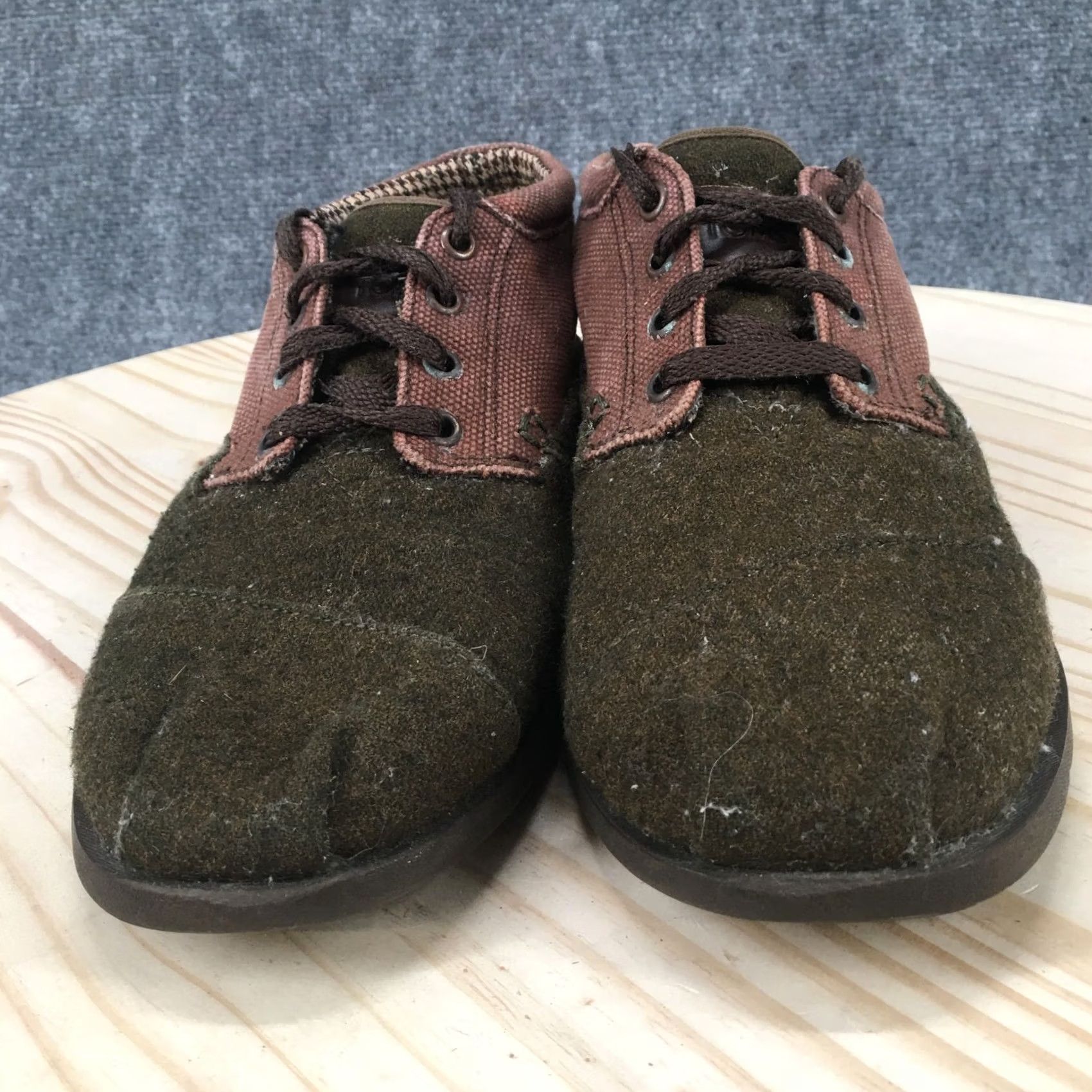 Toms Toms Boots Mens 8 Casual Comfort Lace Up Ankle Boot Green Fabric Brown Flat Boots Size US 8 / EU 41 - 7 Thumbnail