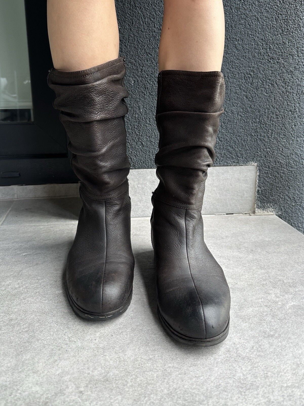 Prada Prada Womens Brown Leather Mid-calf Boots Size 38.5 Size US 8.5 / IT 38.5 - 3 Thumbnail