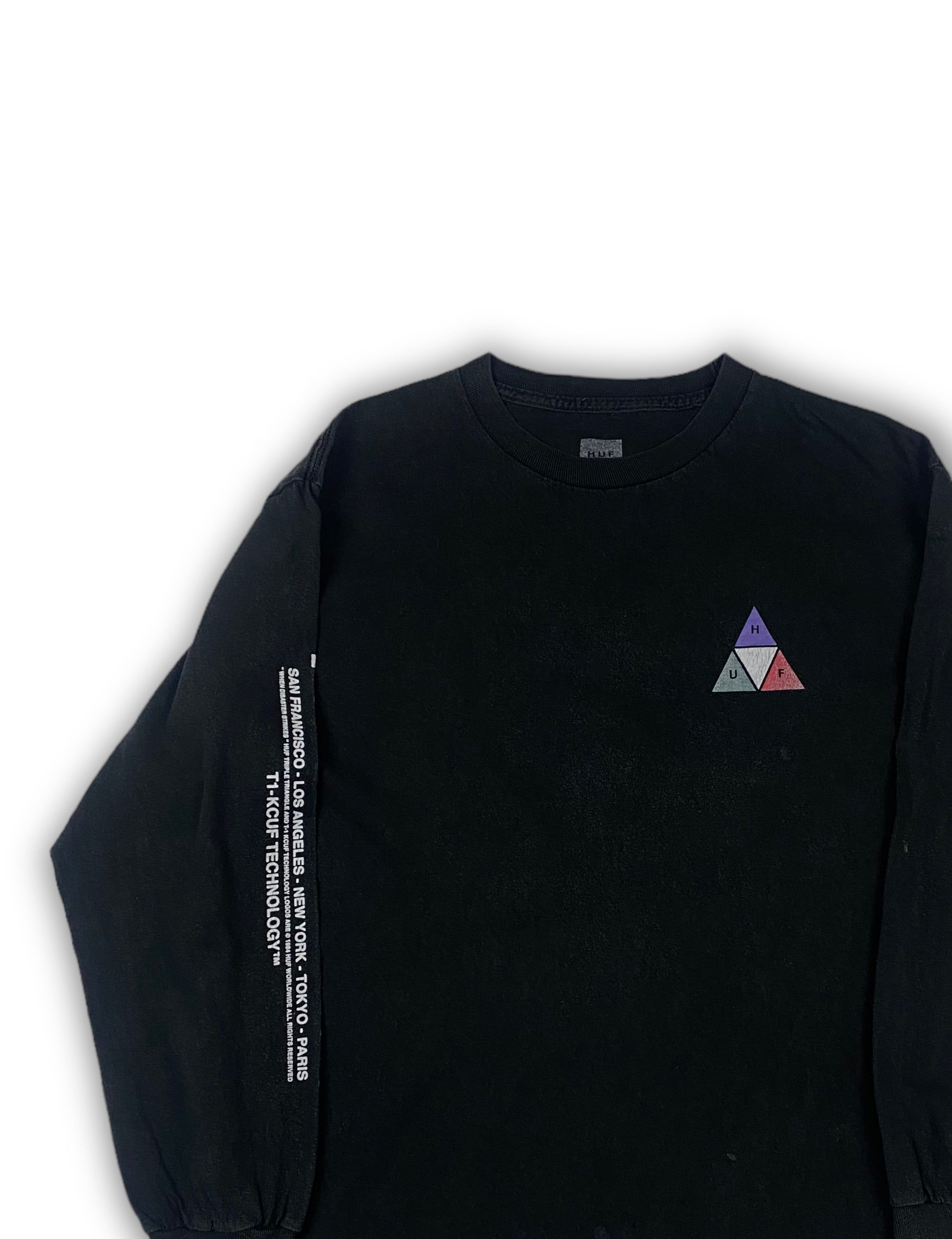 Huf Vintage HUF Distressed Black Faded Big Logo Longsleeve M546 Size US M / EU 48-50 / 2 - 3 Thumbnail