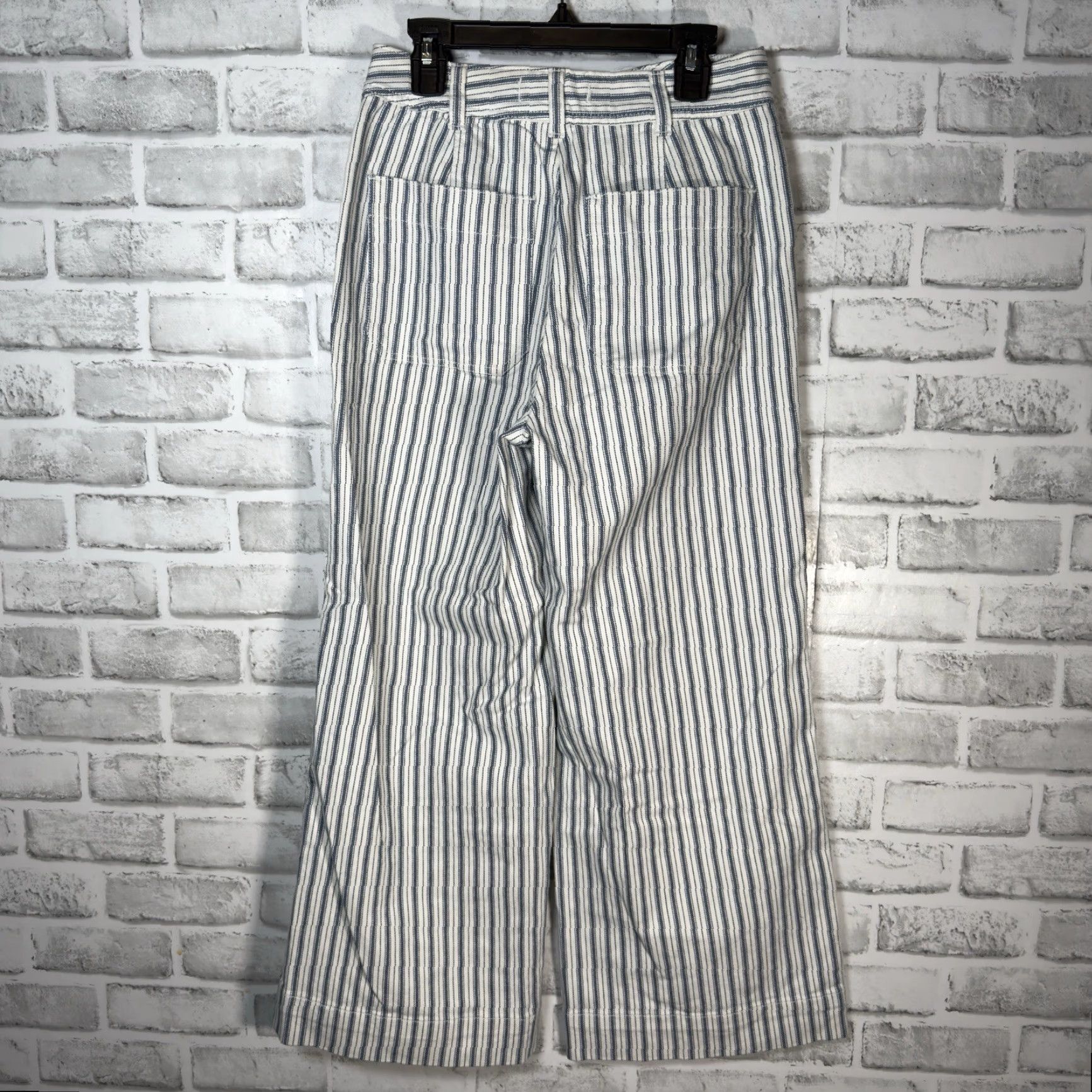 Madewell MADewell Blue Pinstripe Capri Pants Women's Wide-Leg Casual Size 26x25 Size 26" / US 2 / IT 38 - 5 Thumbnail