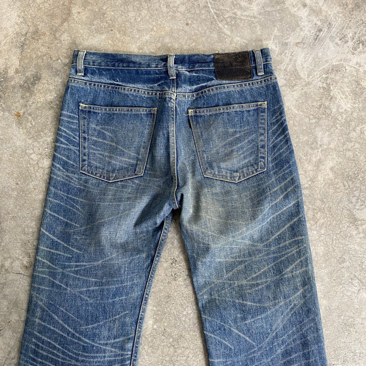 Lad Musician 2000’s Lad Musician Whisker Washed Straight Leg Denim Jeans Size US 33 - 12 Thumbnail