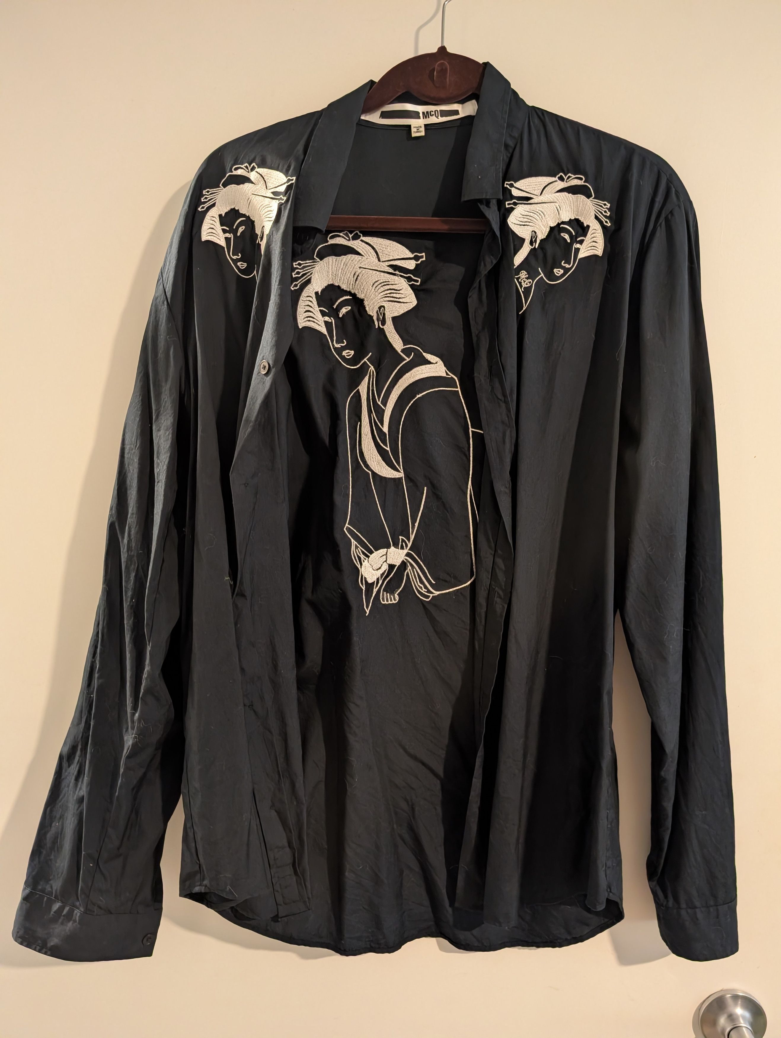Alexander McQueen McQ Alexander McQueen Embroidered Cotton-Poplin Shirt Size US M / EU 48-50 / 2 - 2 Thumbnail