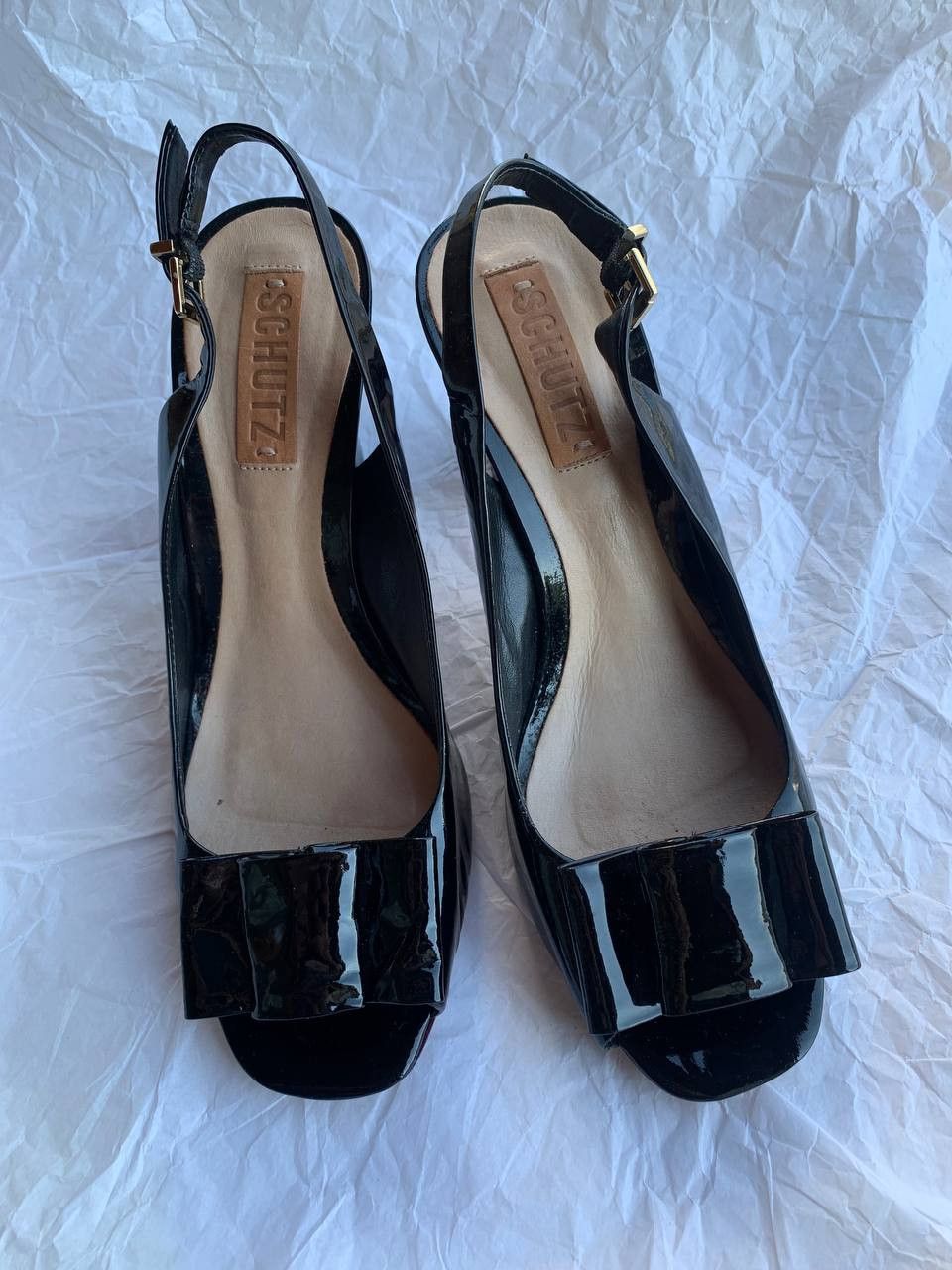 SCHUTZ × Vintage Schutz vintage black patent leather sandals with bow Size US 9 / IT 39 - 11 Thumbnail
