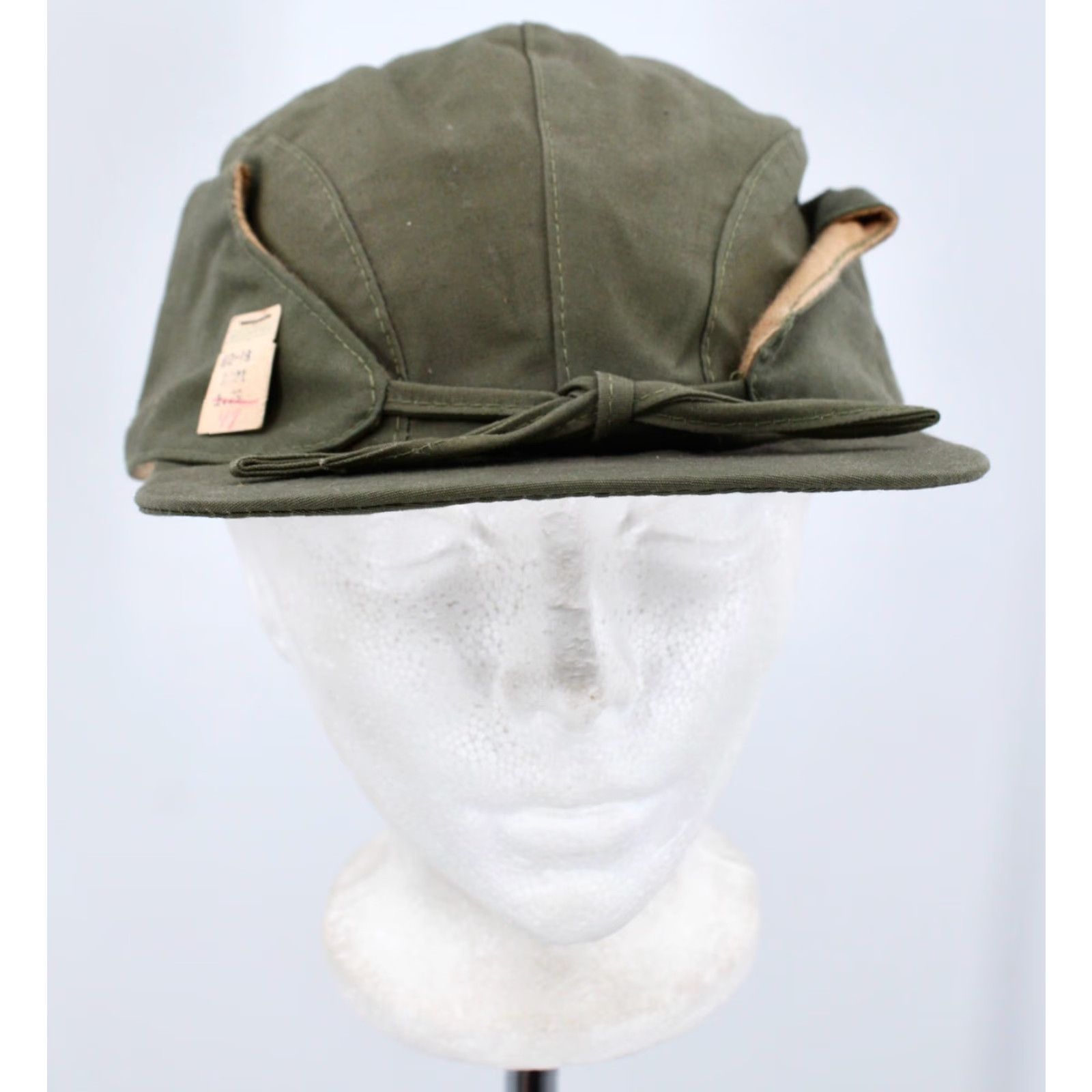 Vintage Men's VTG NOS 1930s Olive Green Hunter Cap Sz 7 1/8 Hat 30s Cap Vintage 1930s Green Cotton Mens Size ONE SIZE - 2 Thumbnail