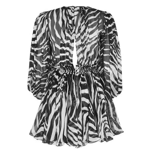 Dolce & Gabbana o1g2r1mq1024 Zebra Print Mini Dress in Bianco & Black Size XS / US 0-2 / IT 36-38 - 2 Thumbnail
