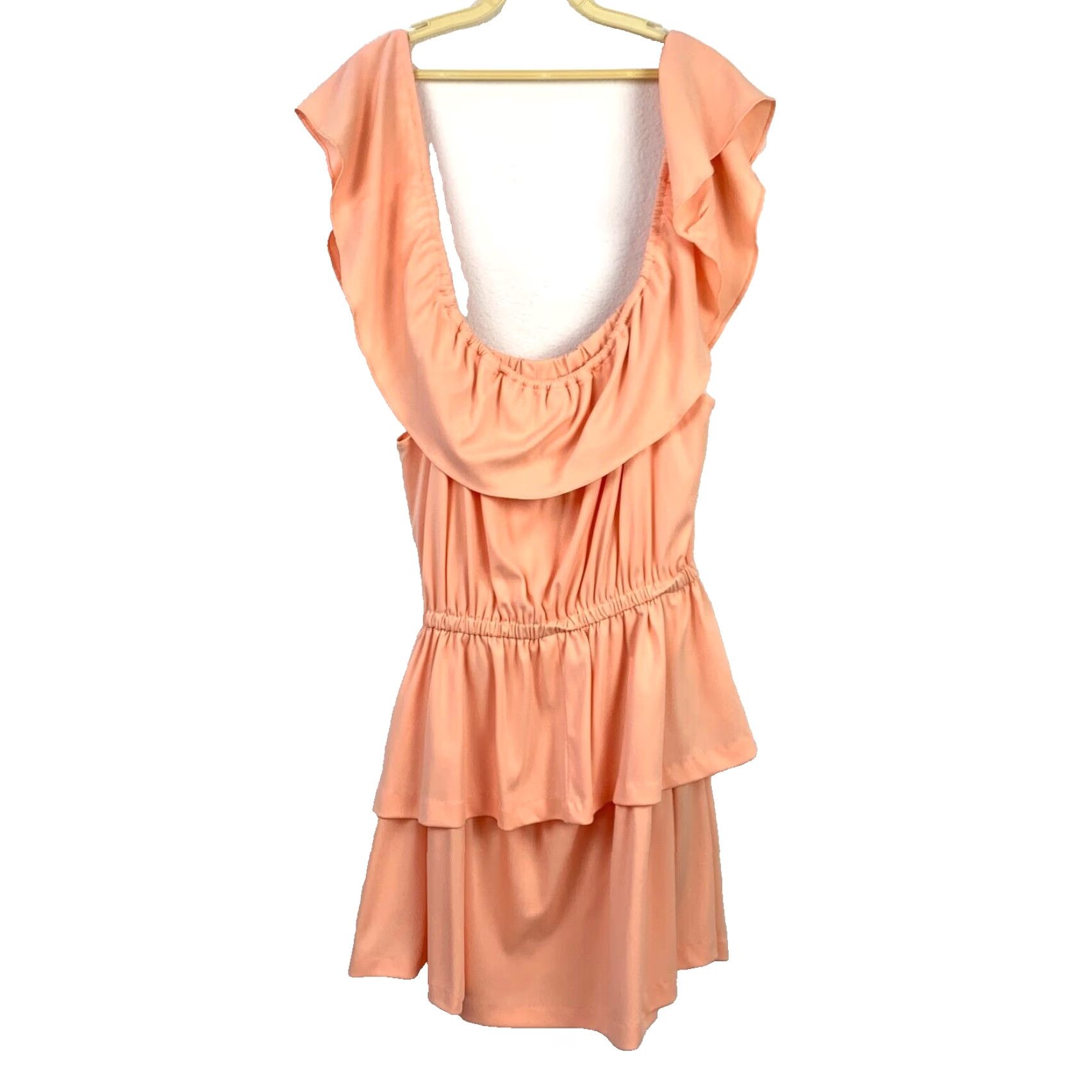 Vintage Vintage Peach Hippy Boho Off Shoulder Two-Piece Shirt Skirt Dress Outfit Size 18 Women Adults Sundress 1970s Holiday Casual United States Size XXS / US 00 / IT 34 - 3 Thumbnail