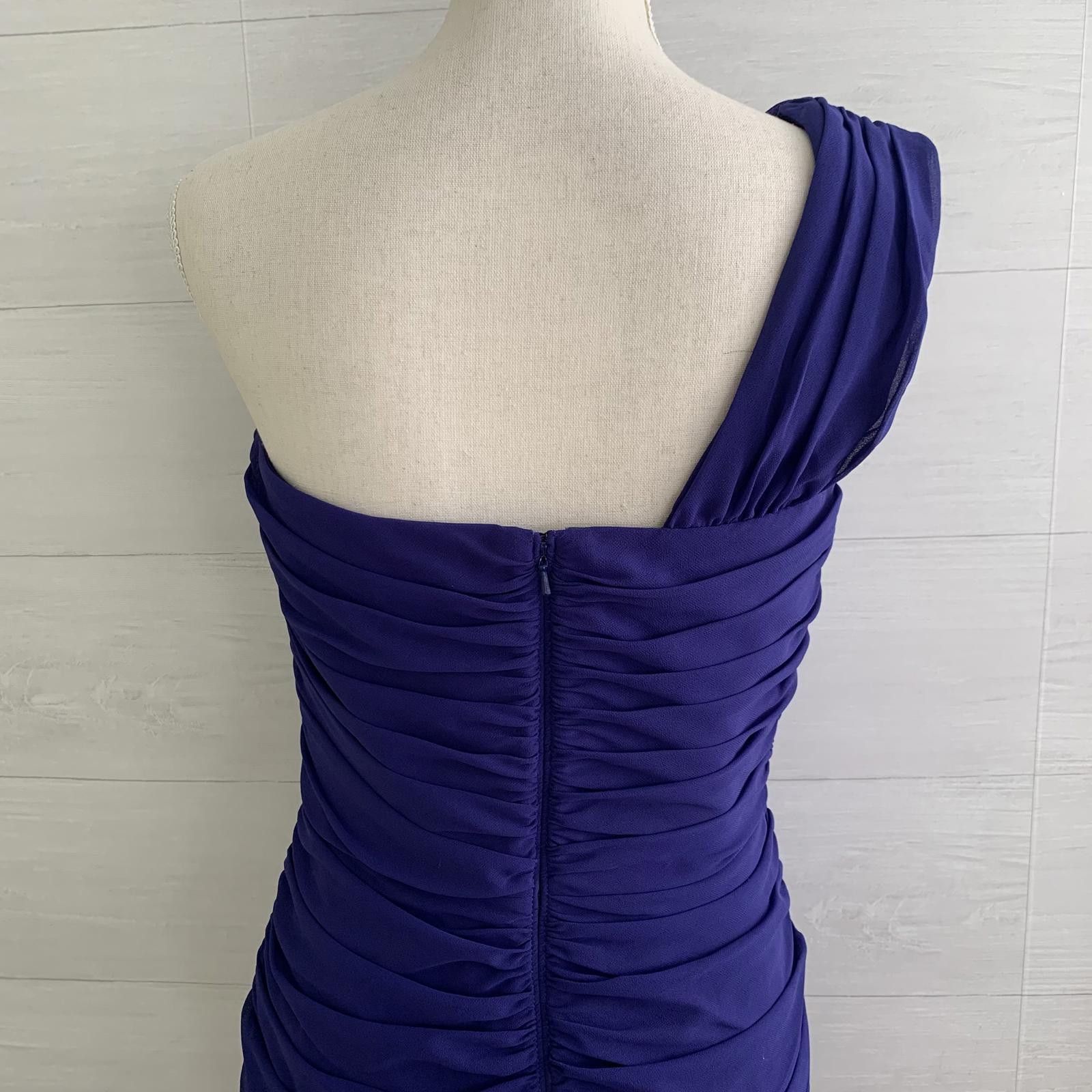 Designer Tadashi Shoji Indigo purple ruched one shoulder dress, sz 10 Size L / US 10 / IT 46 - 6 Thumbnail