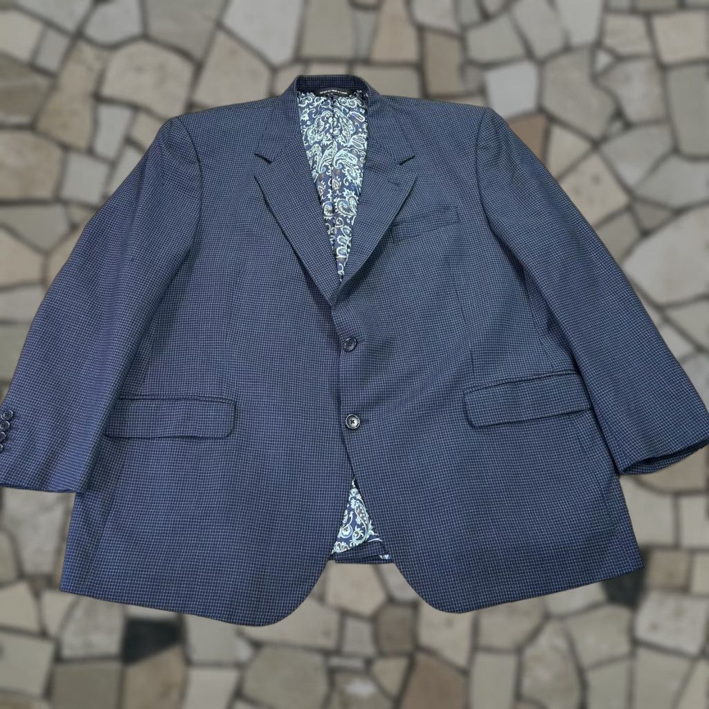 Vintage Coppley Blazer Mens 46 Blue Wool Check Sport Coat Jacket Holland & Sherry Size 46R - 1 Thumbnail