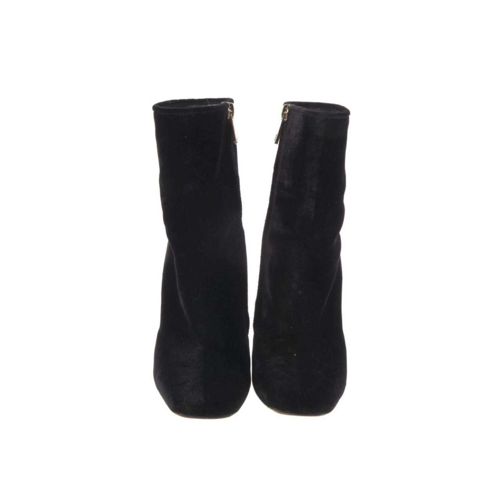 Dolce & Gabbana Dolce & Gabbana Black Velvet Crystal-Heel Ankle Boots Size US 7.5 / IT 37.5 - 3 Thumbnail