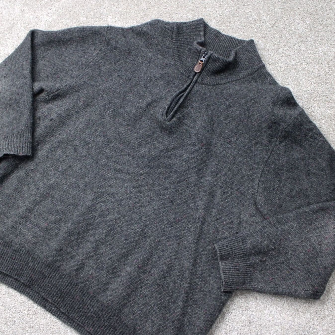 Jos. A. Bank Jos. A. Bank Sweater Mens 2XL Gray 1/4 Zip Mock Neck Lambswool/Nylon Blend Pullover Knit" Size US XXL / EU 58 / 5 - 4 Thumbnail