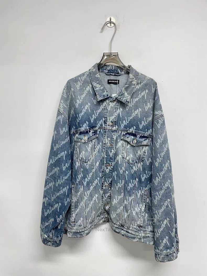 Balenciaga Balenciaga Bullet Screen Denim Jacket Size US XL / EU 56 / 4 - 1 Thumbnail