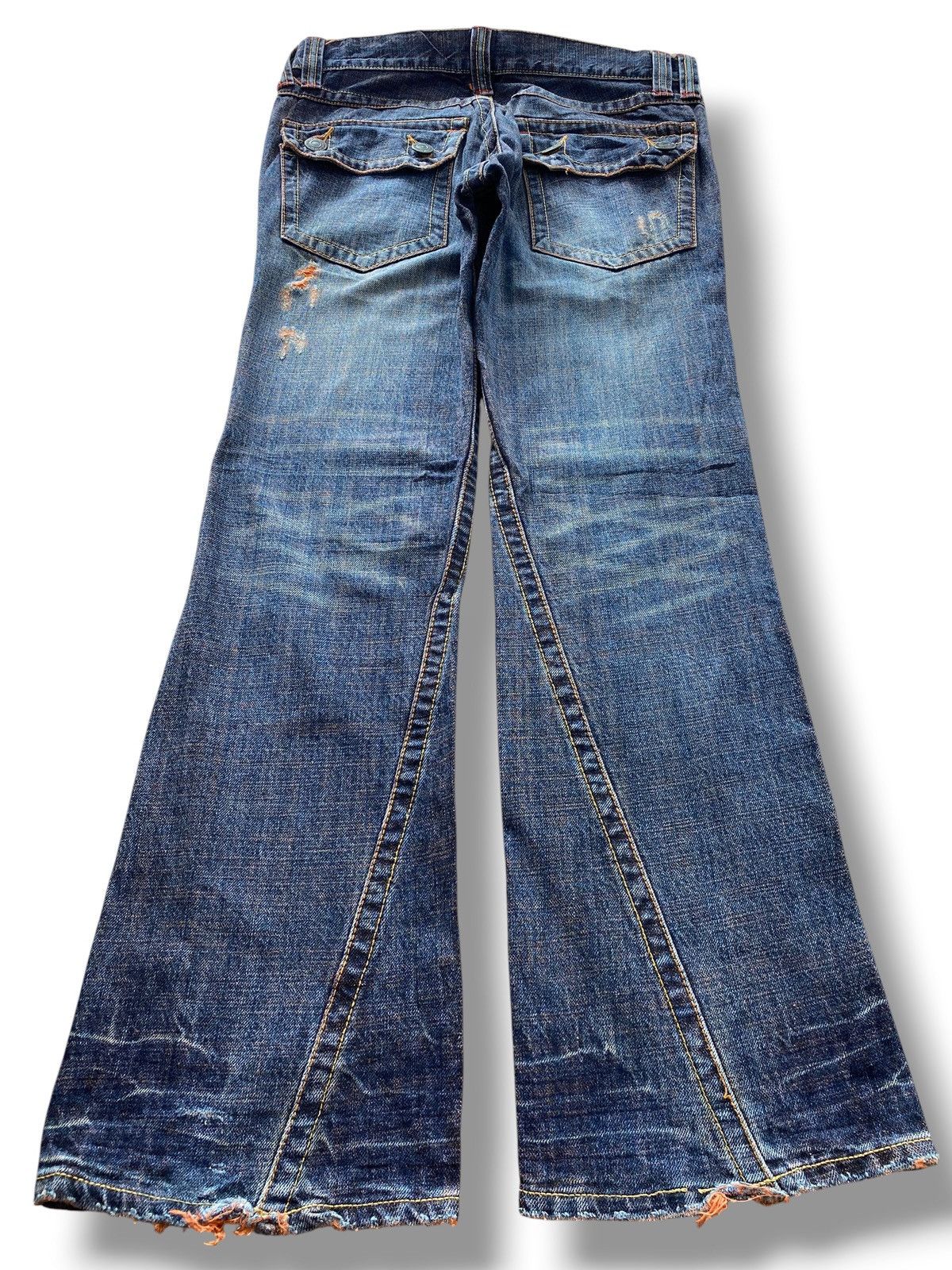 PPFM PPFM Custom Blue Wash Ripped Style Flare Jeans Size US 31 - 3 Thumbnail