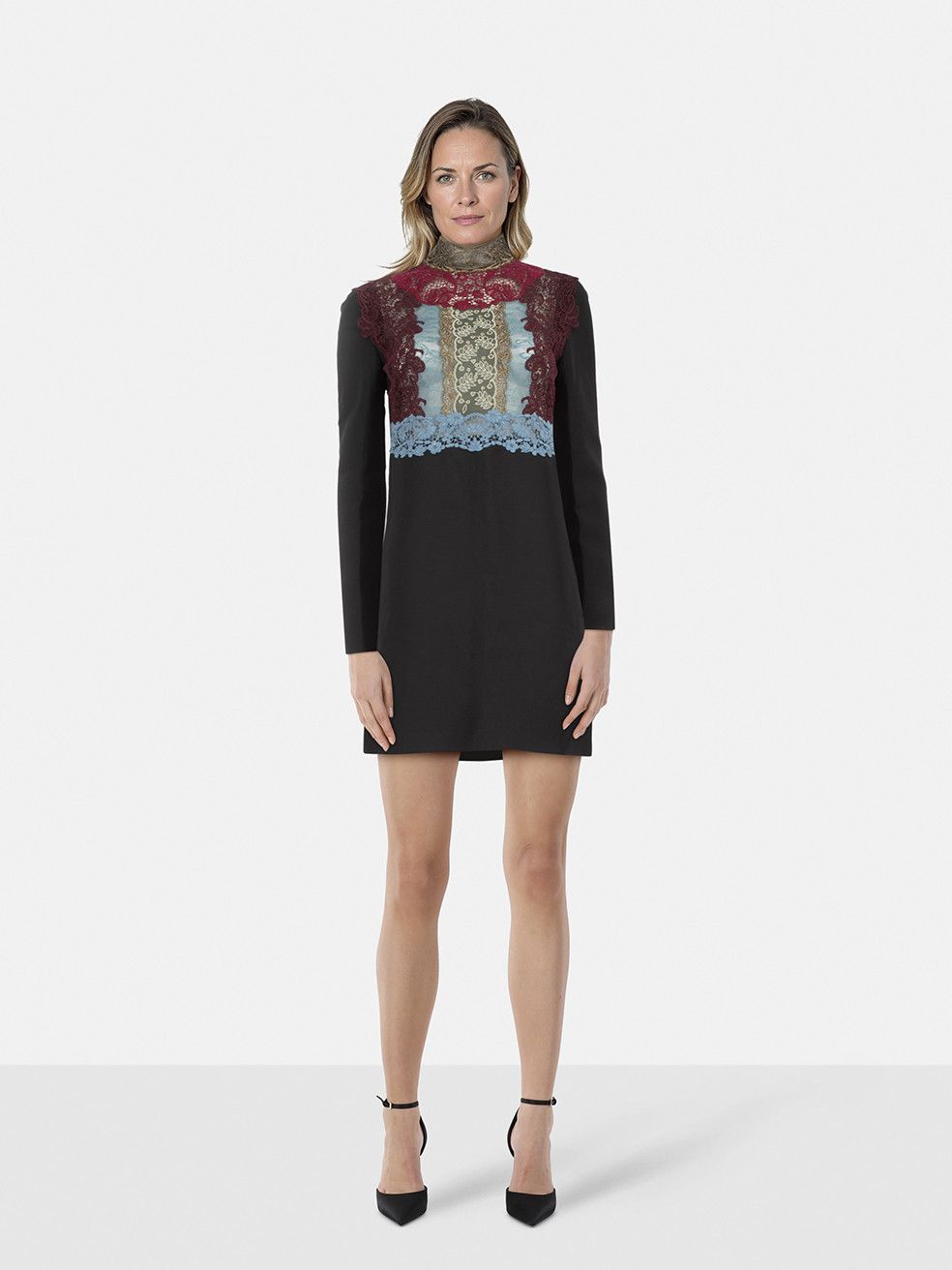 Valentino Black Lace Panel Long Sleeve Dress Size S / US 4 / IT 40 - 1 Thumbnail