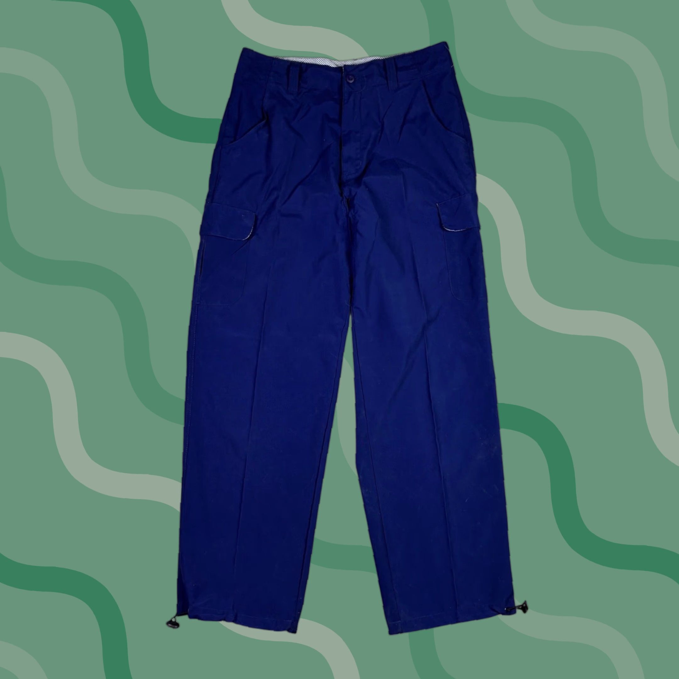 Burnside Burnside Cargo Pants Drawstring Hem Adjustable Waist 32x32 Navy Blue 90s Mens Pants Size US 32 / EU 48 - 1 Thumbnail