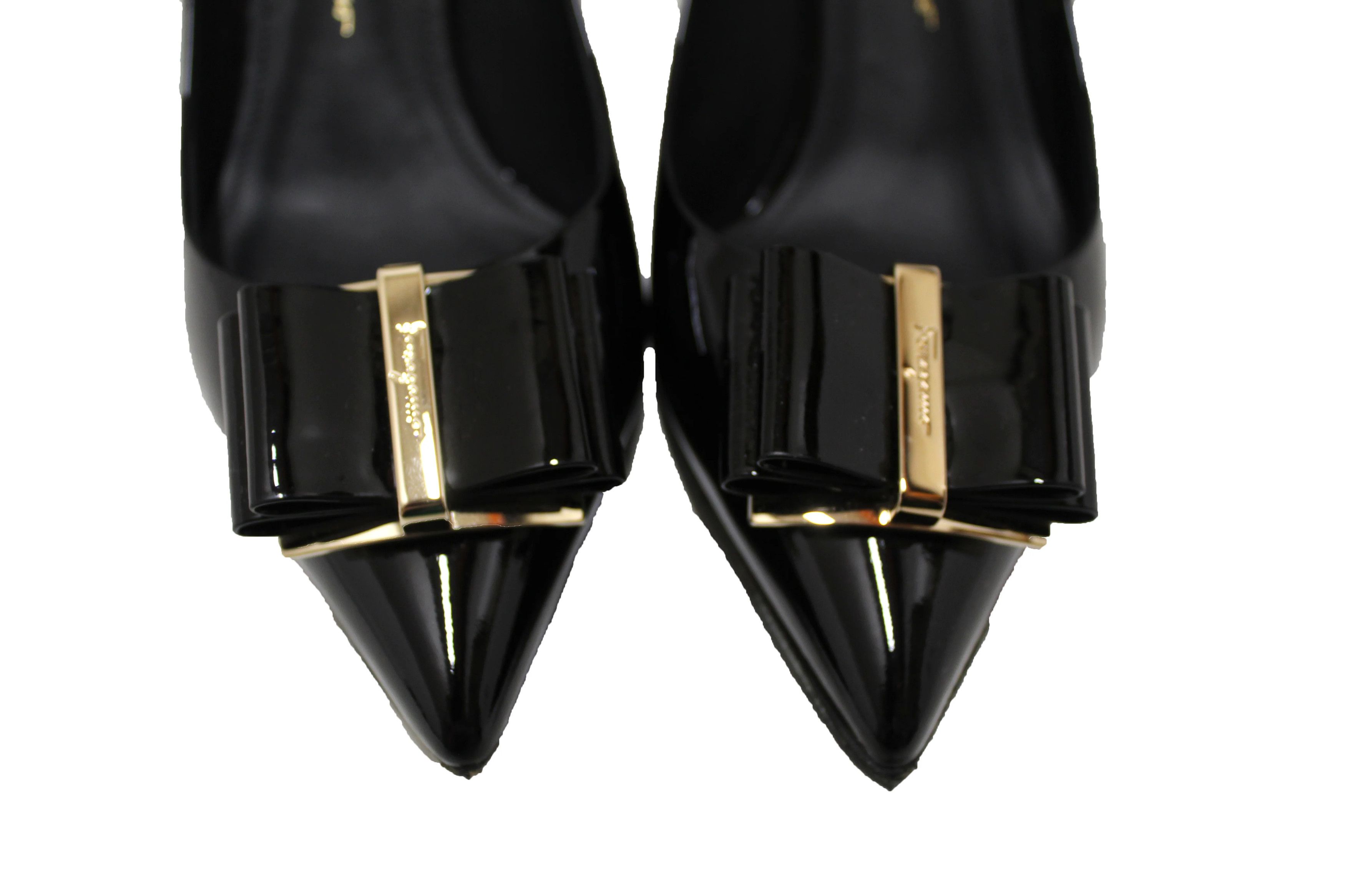 Salvatore Ferragamo o1s1rm0924 Zeri Vara Bow Pumps in Black Size US 8.5 / IT 38.5 - 7 Thumbnail