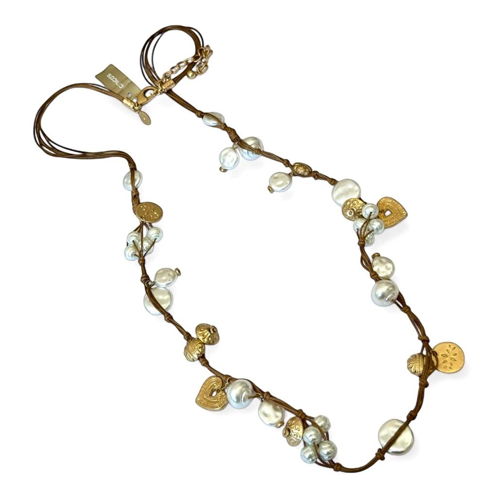 Chicos CHICO’S Pearl & Heart Charm Leather Cord Necklace | NWT Size ONE SIZE - 5 Thumbnail