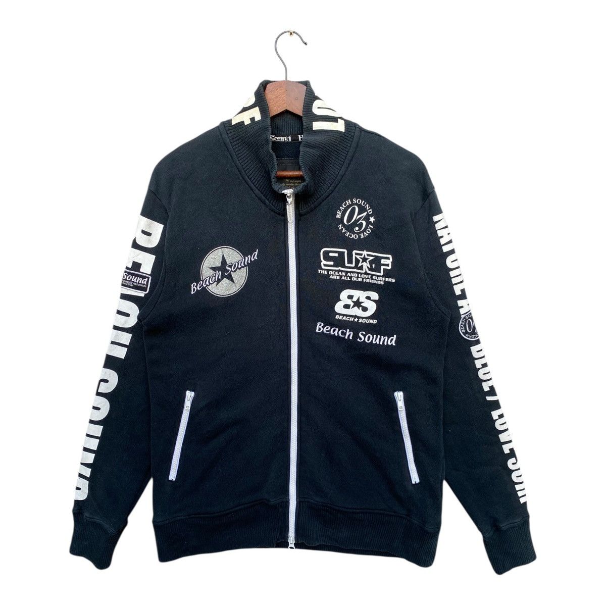 Japanese Brand Vintage Surf Beach Sound Sweater Full Zip Turtleneck Size M Size US M / EU 48-50 / 2 - 1 Thumbnail