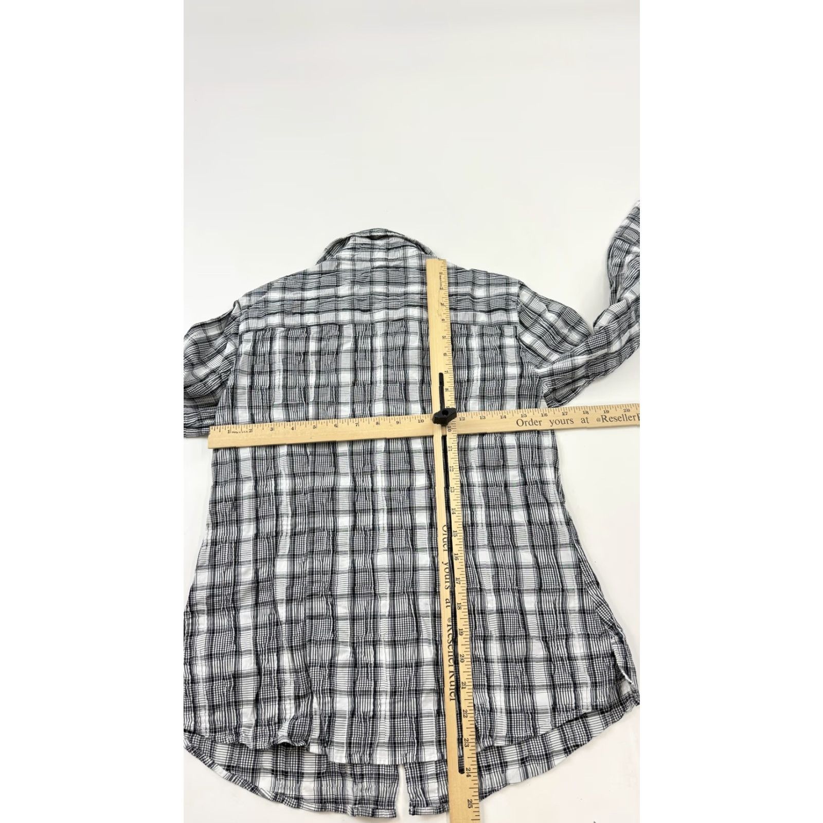 Vintage Foxcroft Shirt Womens 6 Black White Plaid Fitted Long Sleeve Button Front Size M / US 6-8 / IT 42-44 - 6 Thumbnail