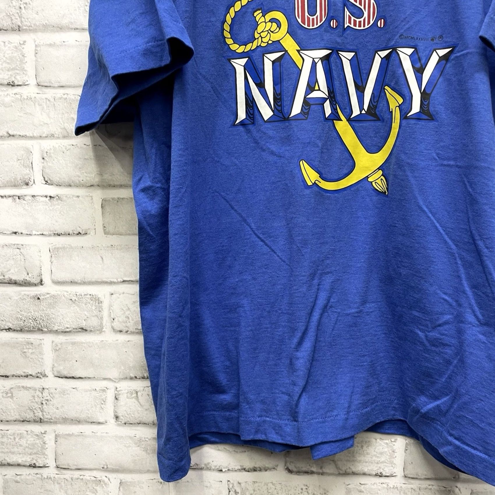 Vintage VTG USA Navy Graphic Tee Single Stitch Screen Stars Best Blue Mens Size XXL Size US XXL / EU 58 / 5 - 3 Thumbnail