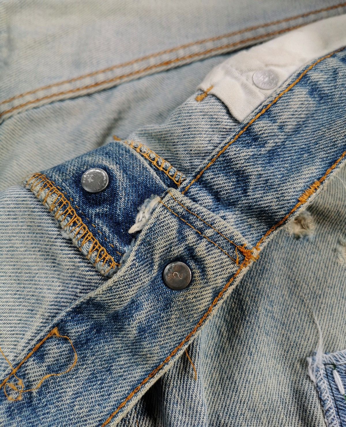 Levi's 80s Vintage Levis Selvedge Denim Patchwork Jeans Size US 36 / EU 52 - 14 Thumbnail