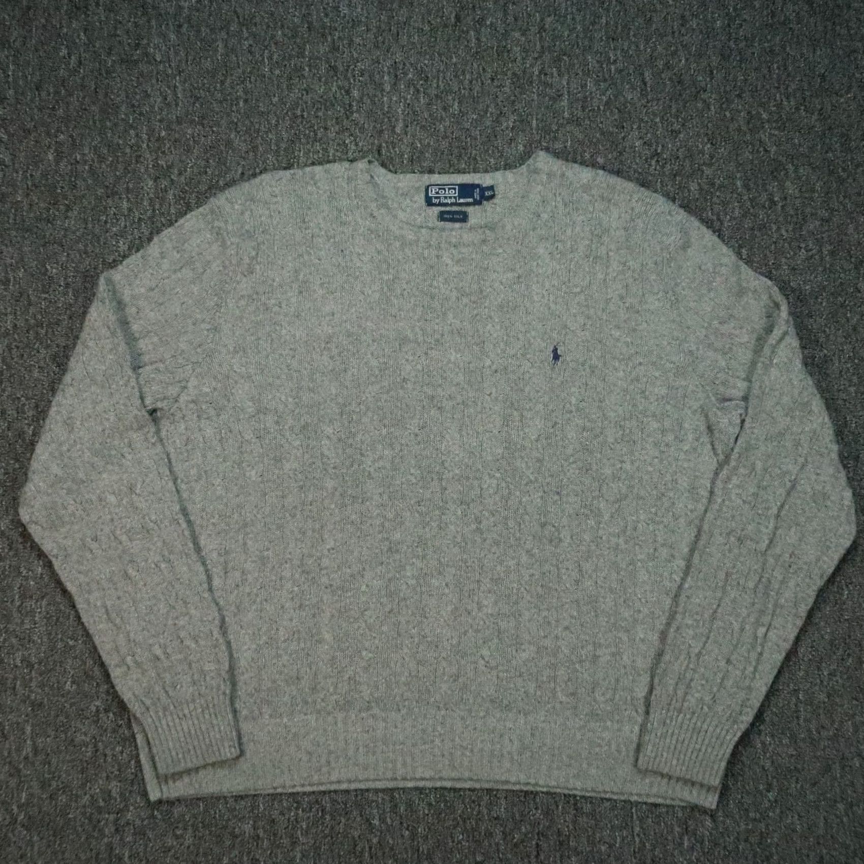 Polo Ralph Lauren VINTAGE Polo Ralph Lauren Sweater Mens 2XL Gray Silk Cable Knit Crew Jumper 2XL Size US XXL / EU 58 / 5 - 2 Thumbnail