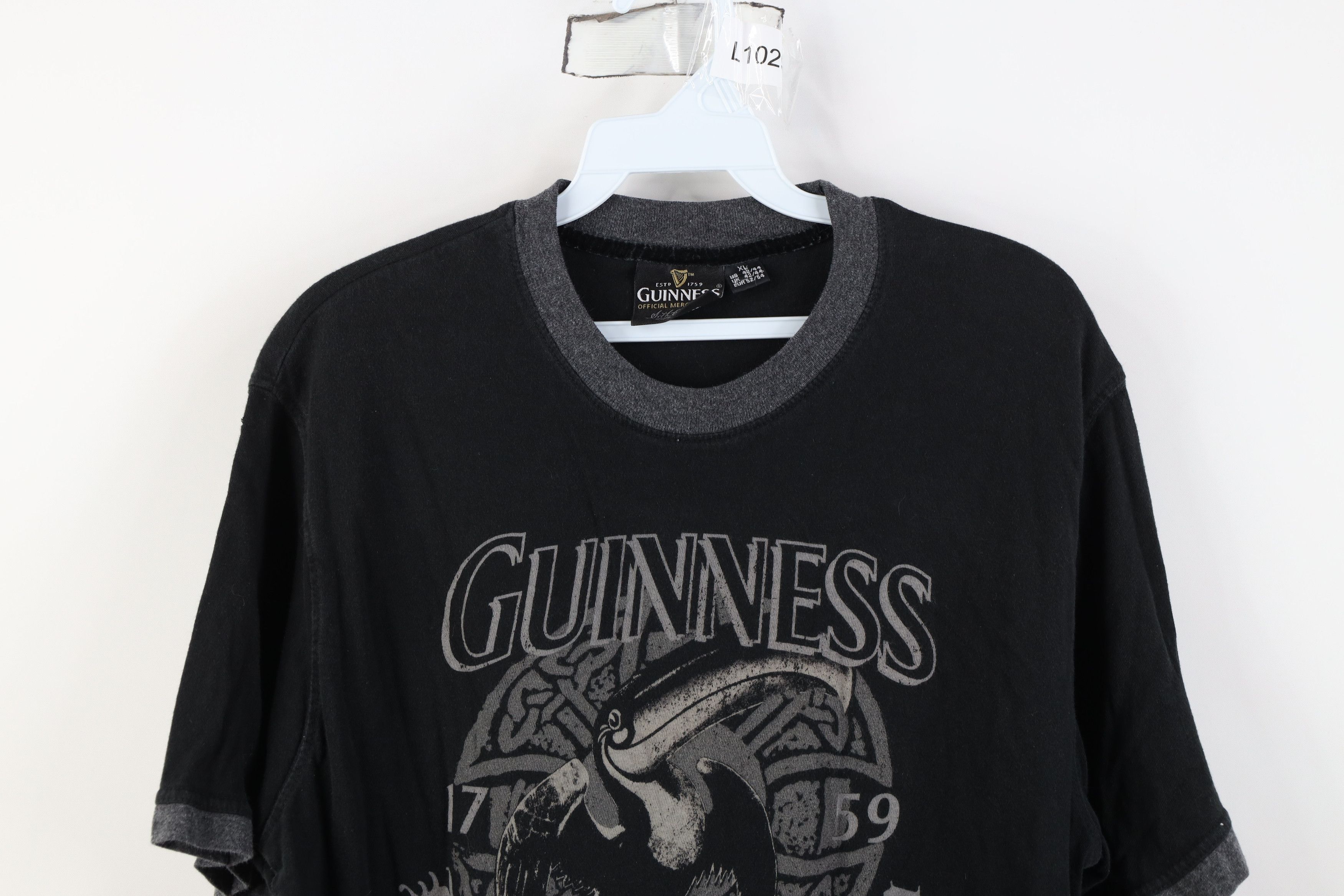 Vintage Vintage Y2K Guinness Beer Spell Celtic Ringer T-Shirt Black Size US XL / EU 56 / 4 - 2 Thumbnail