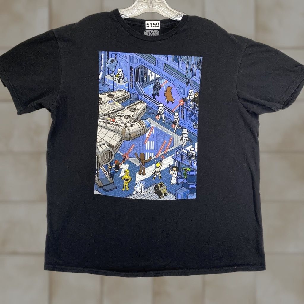 Vintage Star Wars T-Shirt Men Large Darth Vader Graphic 90s Black Cotton Crew Neck Short Sleeve Size US L / EU 52-54 / 3 - 1 Thumbnail