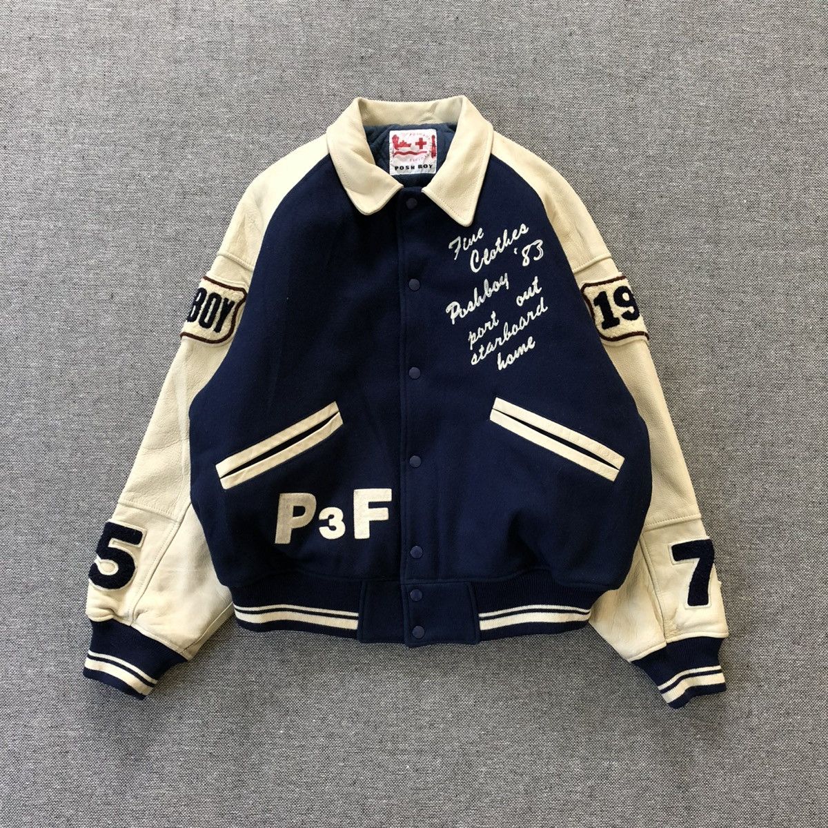 Leather Posh Boy Wool Vintage Varsity Size US M / EU 48-50 / 2 - 1 Thumbnail