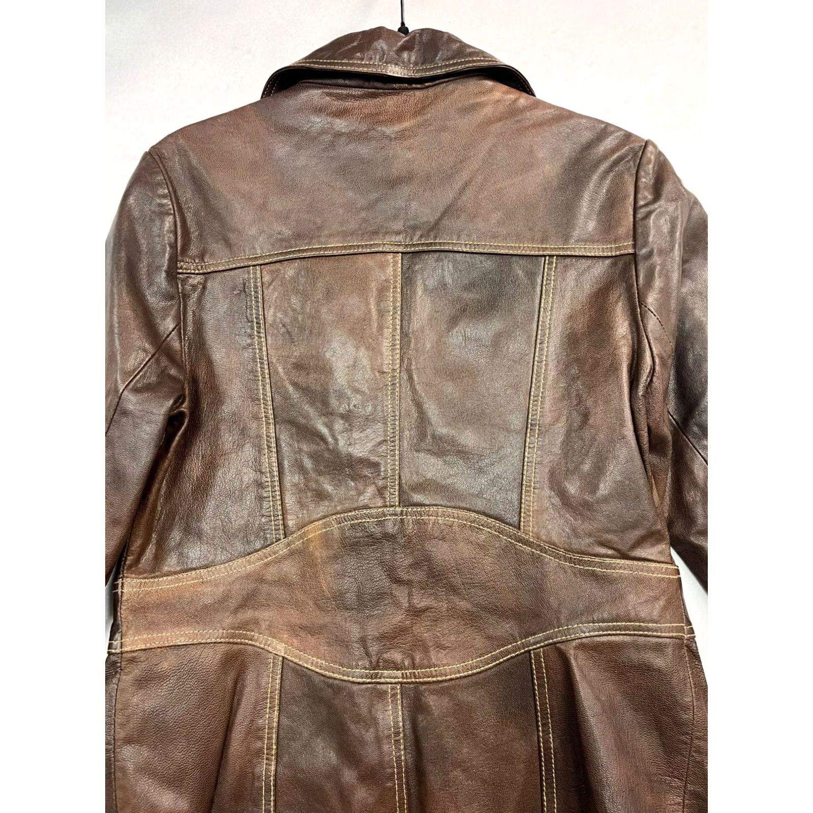 Vintage VINTAGE Wilson's Leather Women Coat Trench Brown Medium Leather Button Front Womens Maxima 2669 Size M / US 6-8 / IT 42-44 - 6 Thumbnail